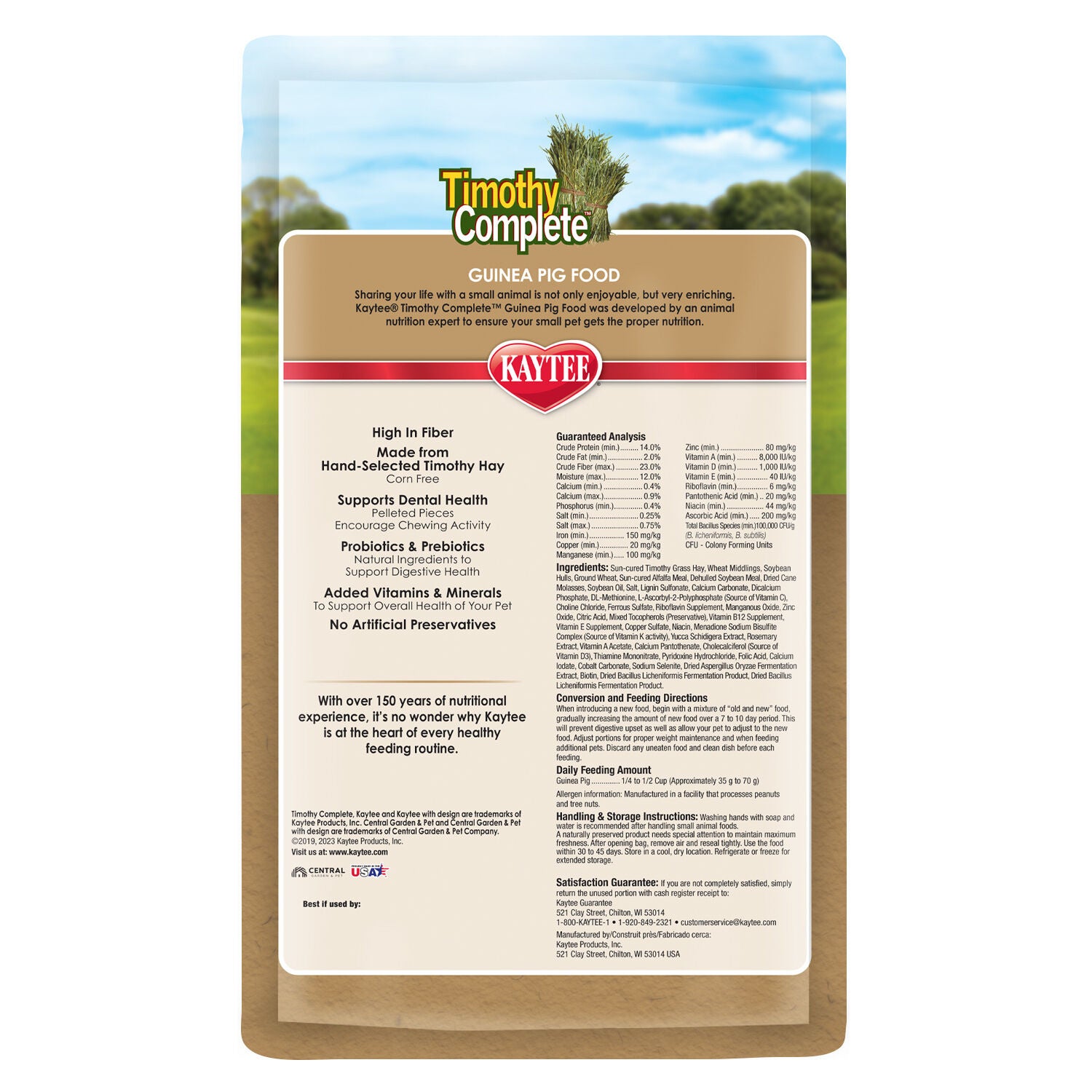 Kaytee Timothy Complete Guinea Pig Food, 5Lb