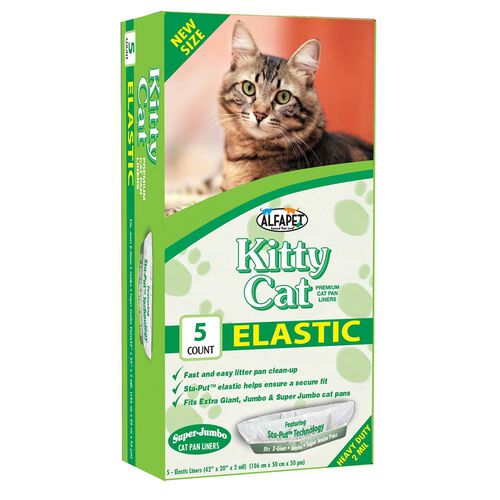 Alfapet Kitty Cat Super Jumbo Disposable Elastic Cat Litter Pan Liners