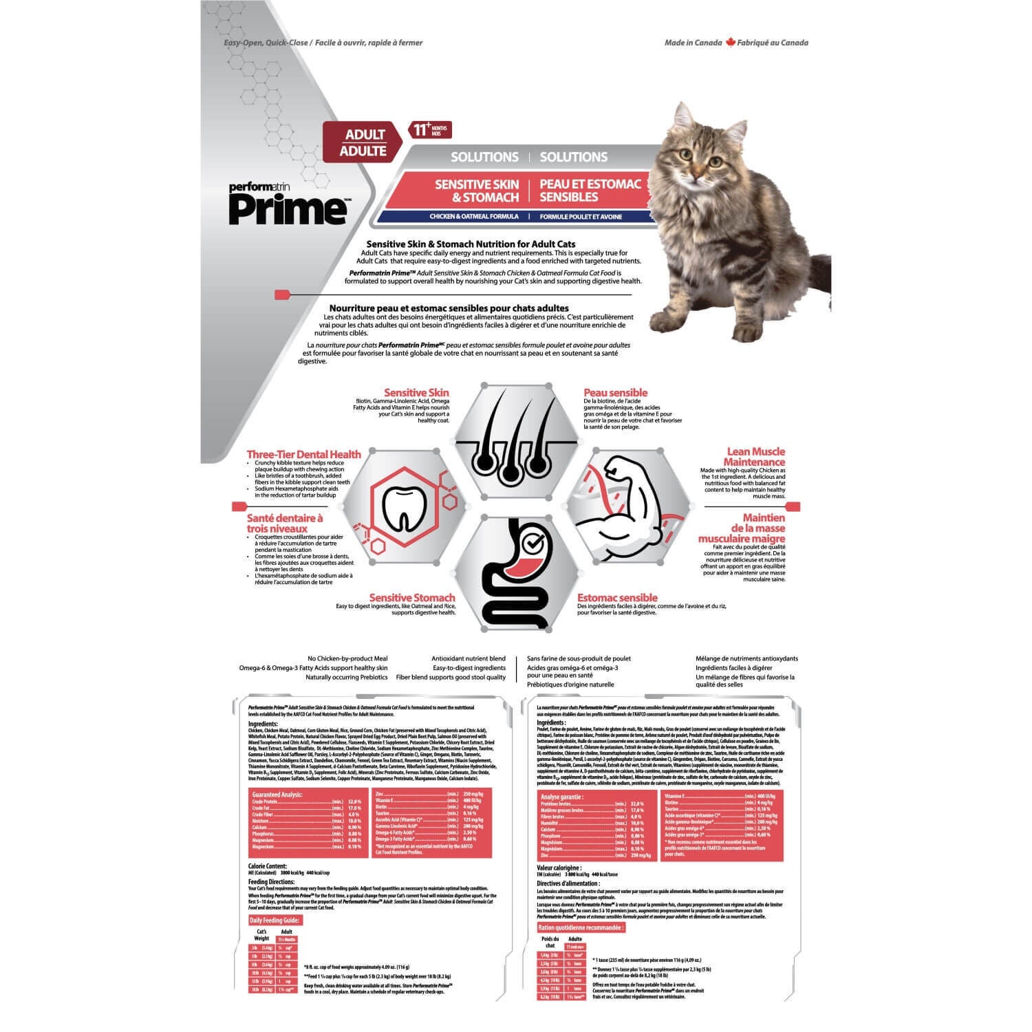 Performatrin Prime Sensitive Skin & Stomach Chicken & Oatmeal Flavor Adult Dry Cat Food