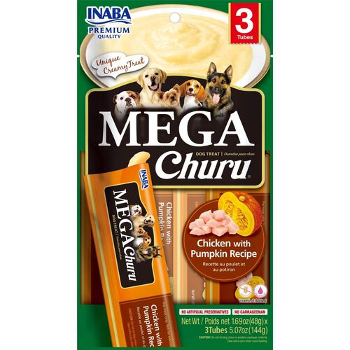 Inaba Mega Churu Chicken With Pumpkin Recipe Dog Treat, 3 Count