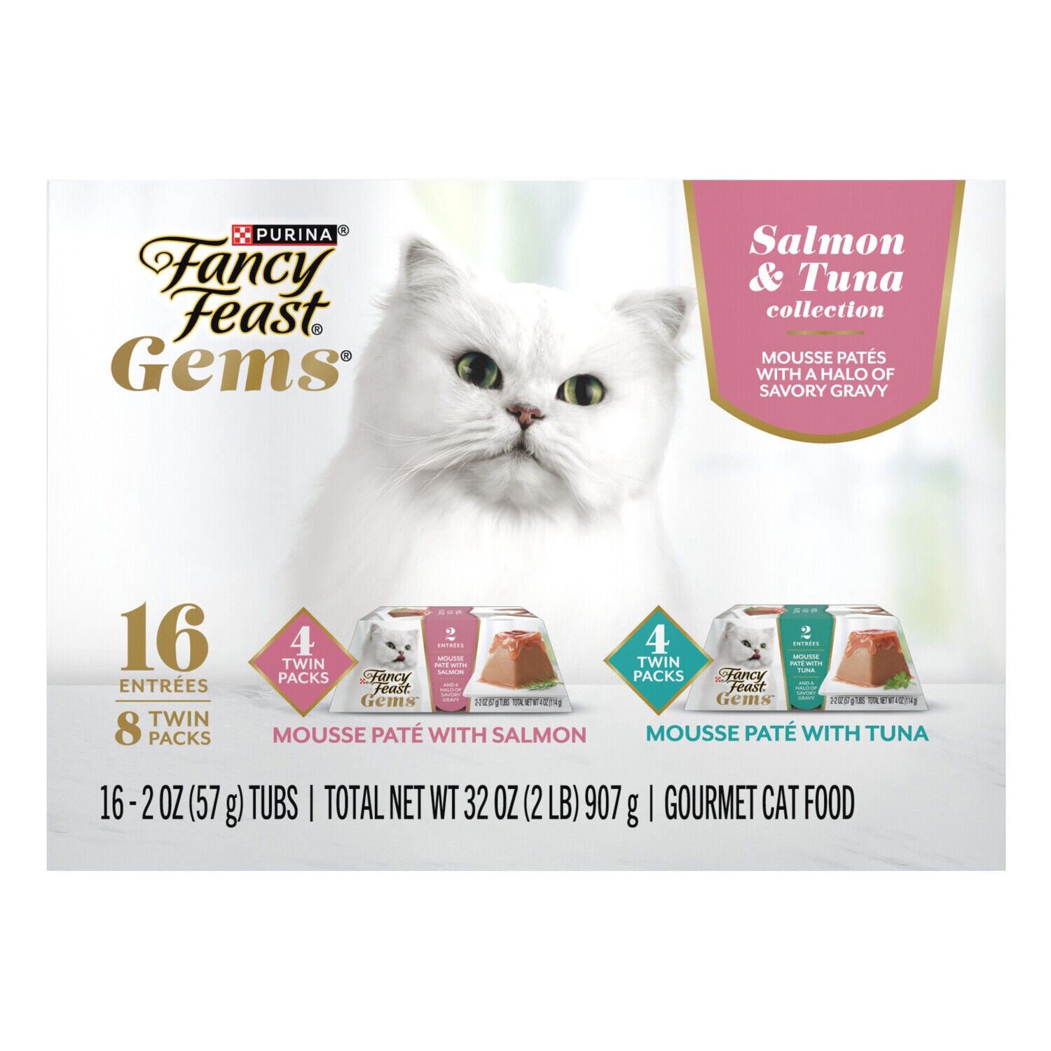 Fancy Feast Gems Pate Cat Food Mousse Salmon Or Tuna And A Halo Of Savory Gravy Wet Cat Food Variety Pack - (1) 8 Ct. Box