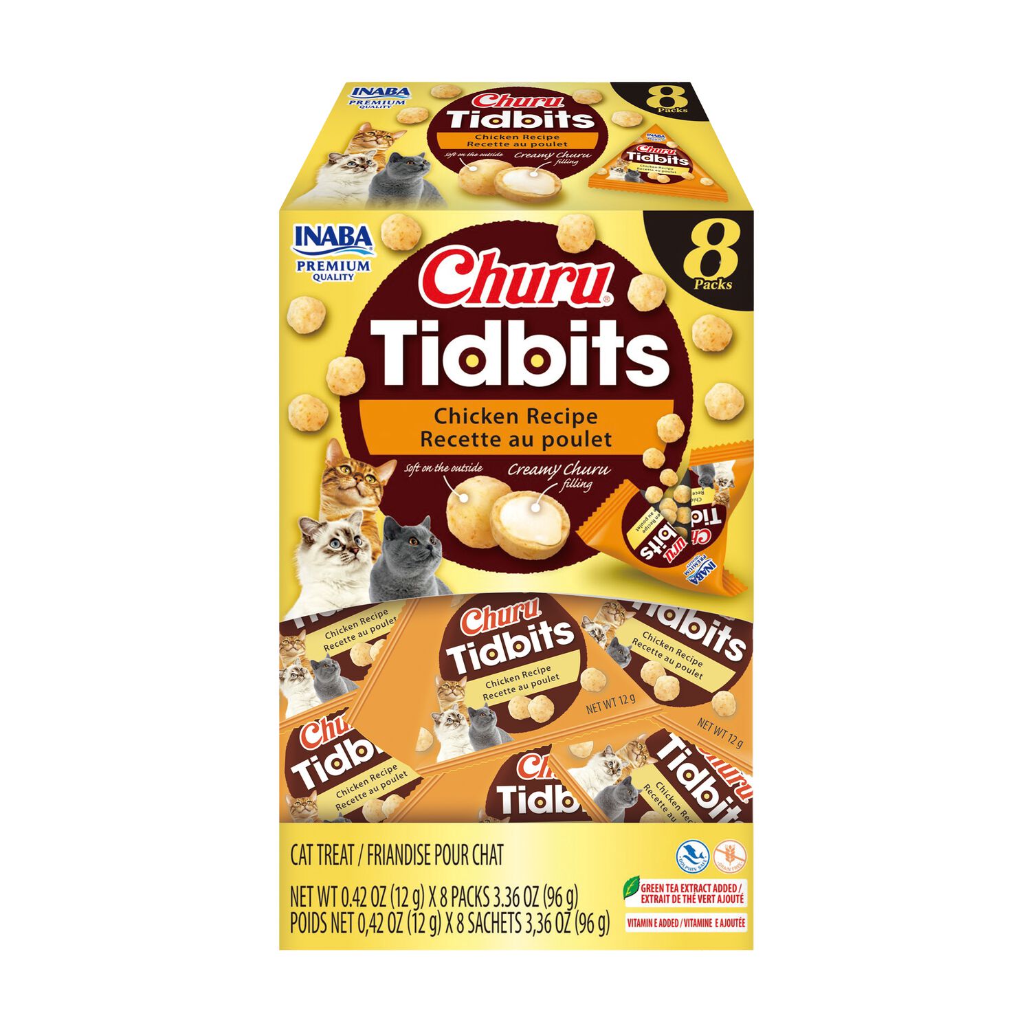 Inaba Churu Tidbits Chicken Recipe Grain-Free Cat Treats, 8-Count