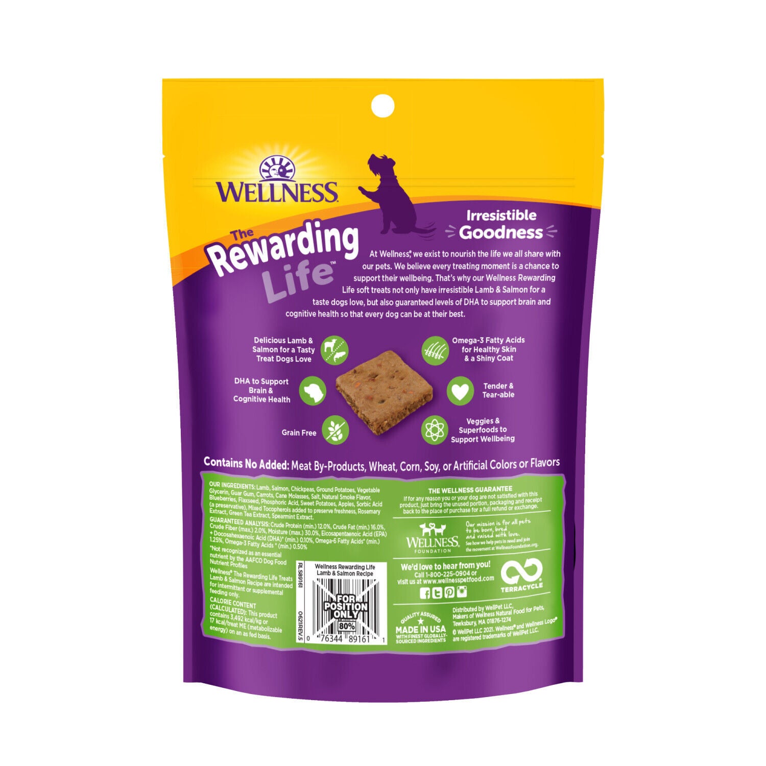 Wellness Rewarding Life Dog Treats, Natural, Training Treat, Grain Free, Soft Lamb & Salmon, 6 Ounce Bag