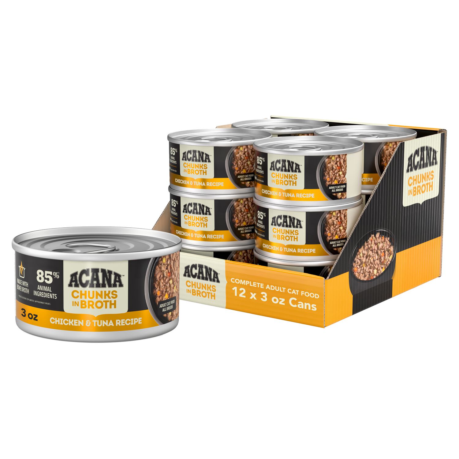 Acana Chunks In Broth Wet Cat Food; Chicken & Tuna Recipe, 3-Oz