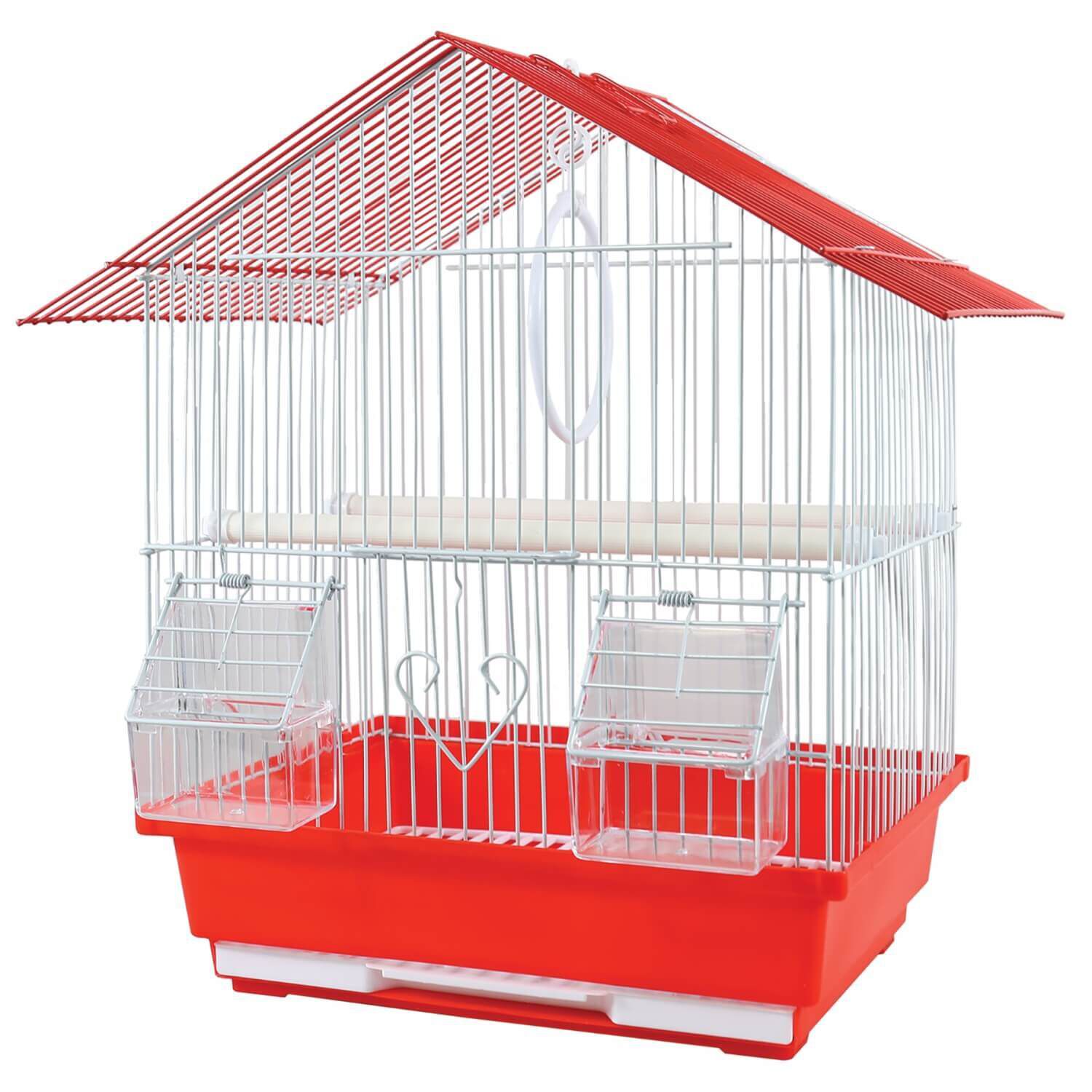 Parakeet House Top Cage Red For Small Birds 1ea Pet Supermarket