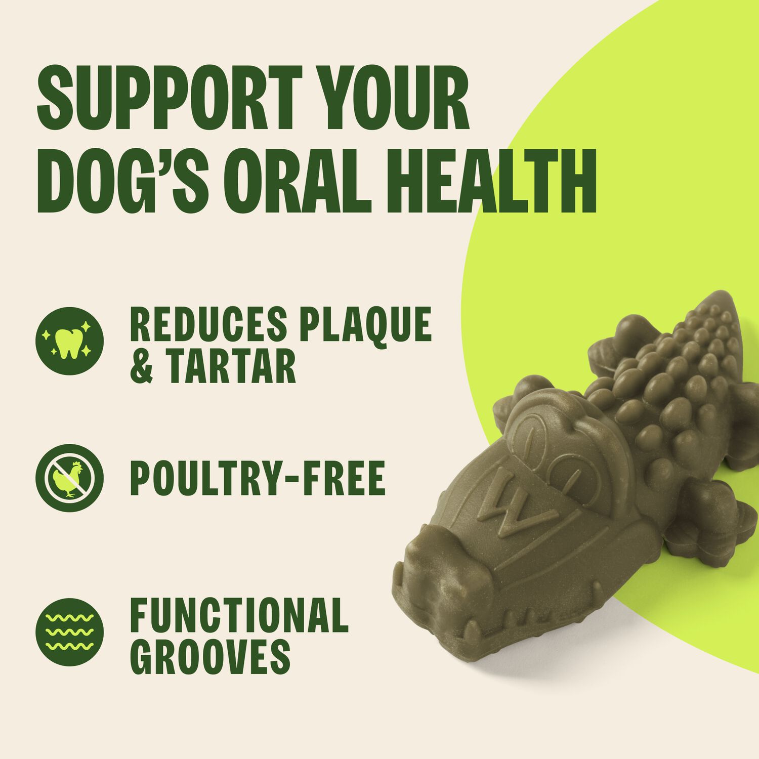 Whimzees Grain-Free Small Alligator Dental Treats For Dogs, 24-Ct
