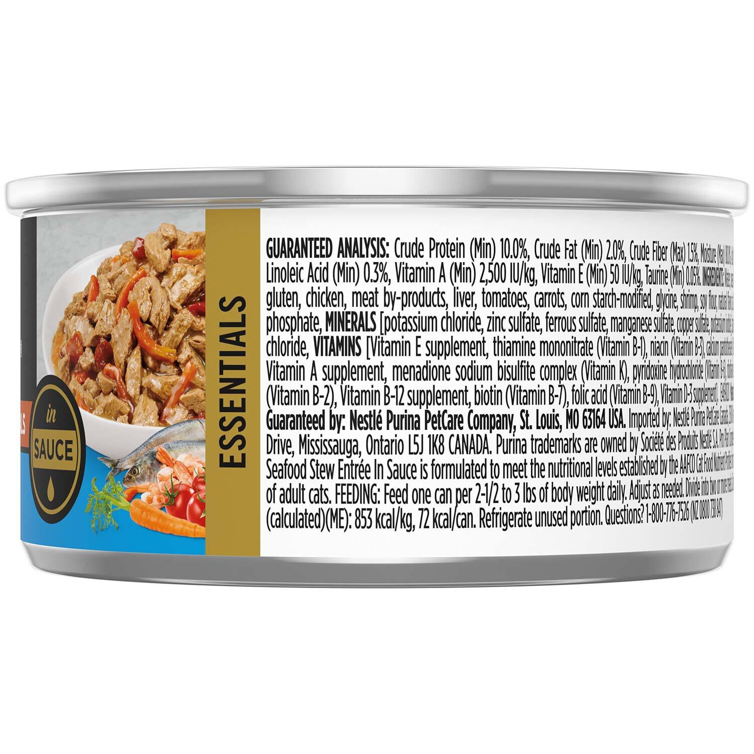 Purina Pro Plan Complete Essentials Seafood Stew Entree In Sauce Adult Wet Cat Food, 3-Oz Can Pack Of 24