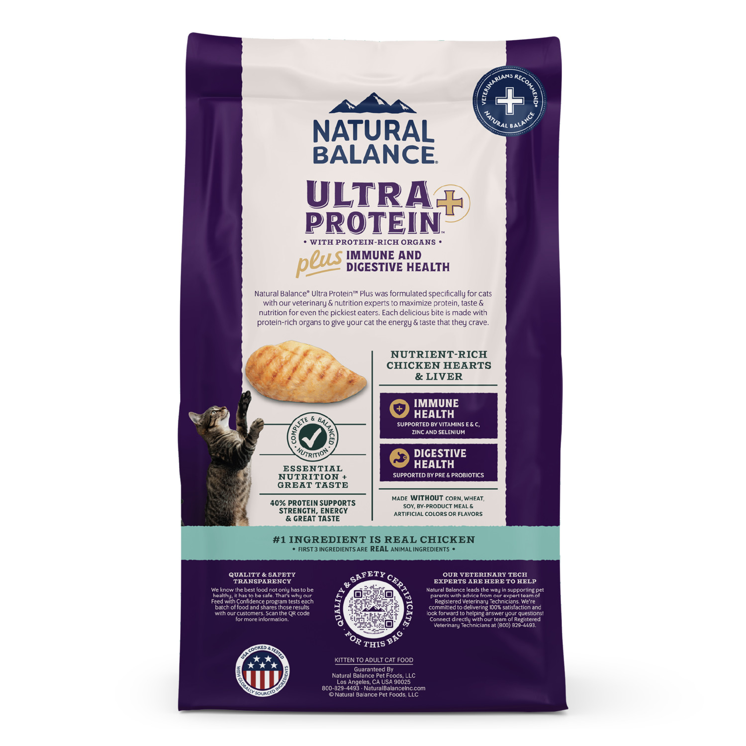 Natural Balance Ultra Protein Plus Dry Cat Food, Immune And Digestive Health Real Chicken & Chicken Meal, 2.5 Lbs.