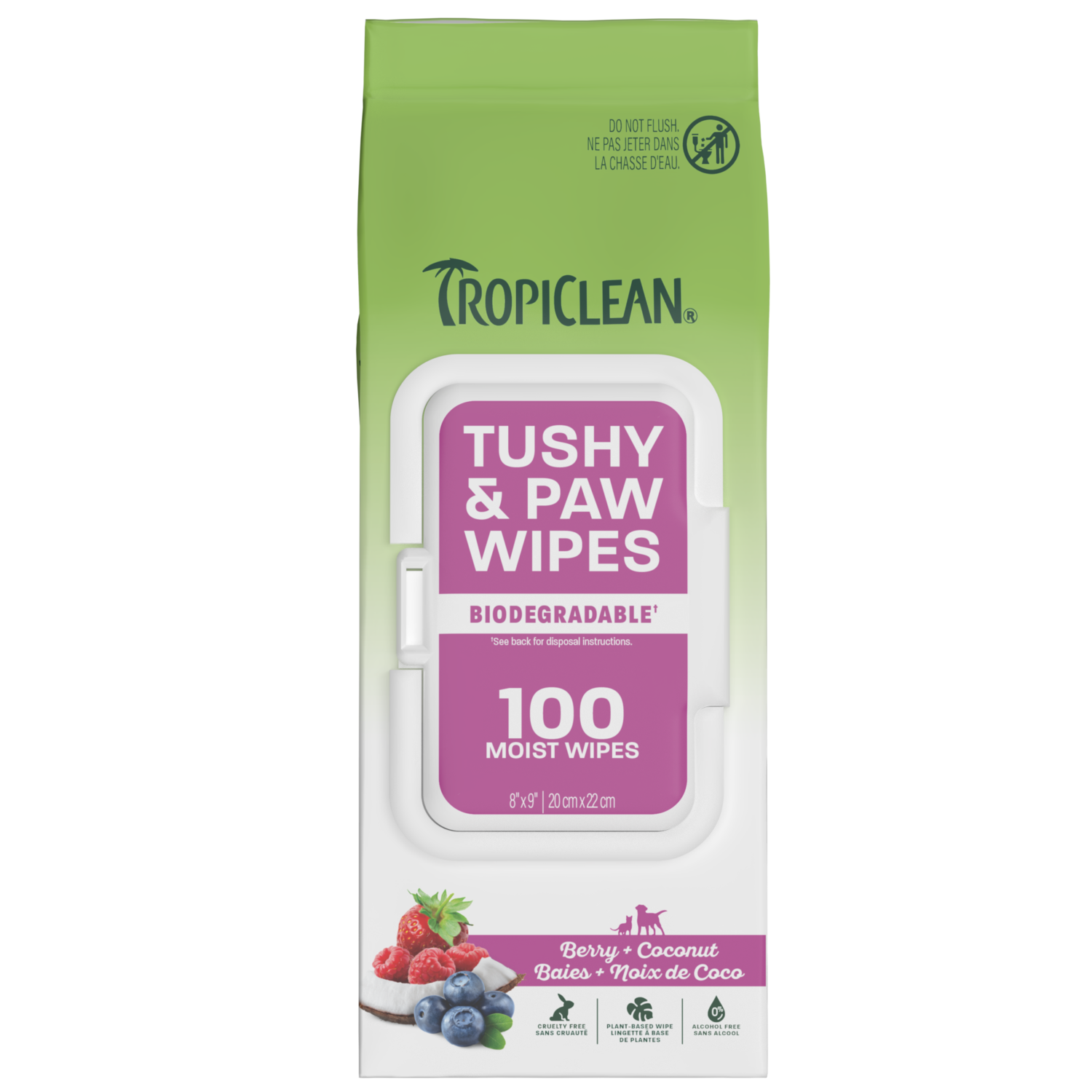 Tropiclean Berry & Coconut Deep Cleaning Pet Wipes - Deodorizing Wipes For Dogs & Cats, 100-Count