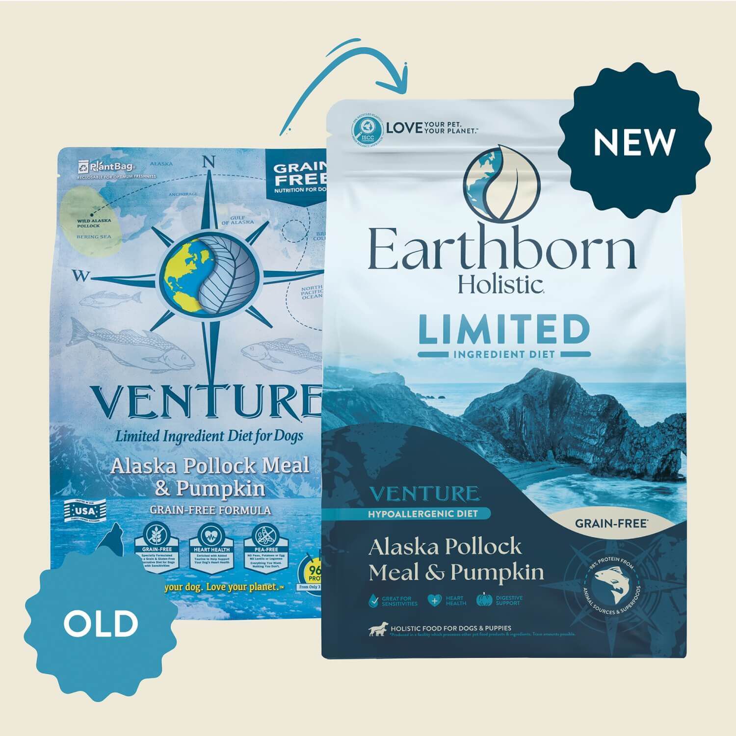 Earthborn Holistic Venture Limited Ingredient Alaska Pollock Meal & Pumpkin Grain-Free Dry Dog Food, 25-Lb Bag