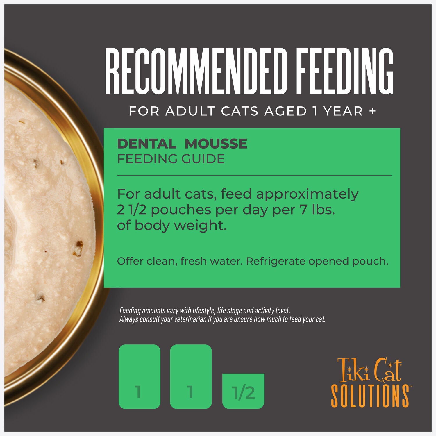 Tiki Cat Solutions Mousse Wet Cat Food Topper, Dental, Chicken Recipe In Broth, 2.4-Oz. Pouch