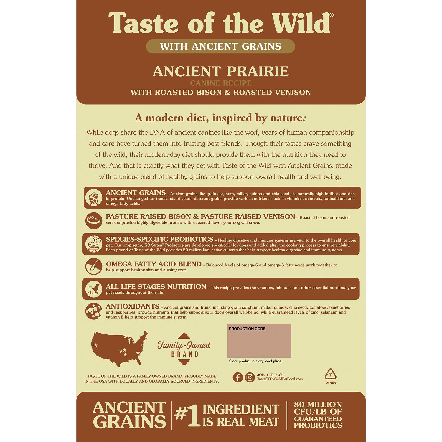Taste Of The Wild Dry Dog Food, Ancient Prairie Canine Recipe With Roasted Bison & Venison, 5-Lb Bag