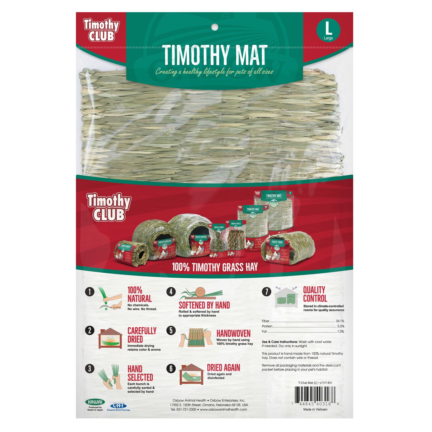 Oxbow Timothy Club Timothy Mat Small Animal Chew Toy