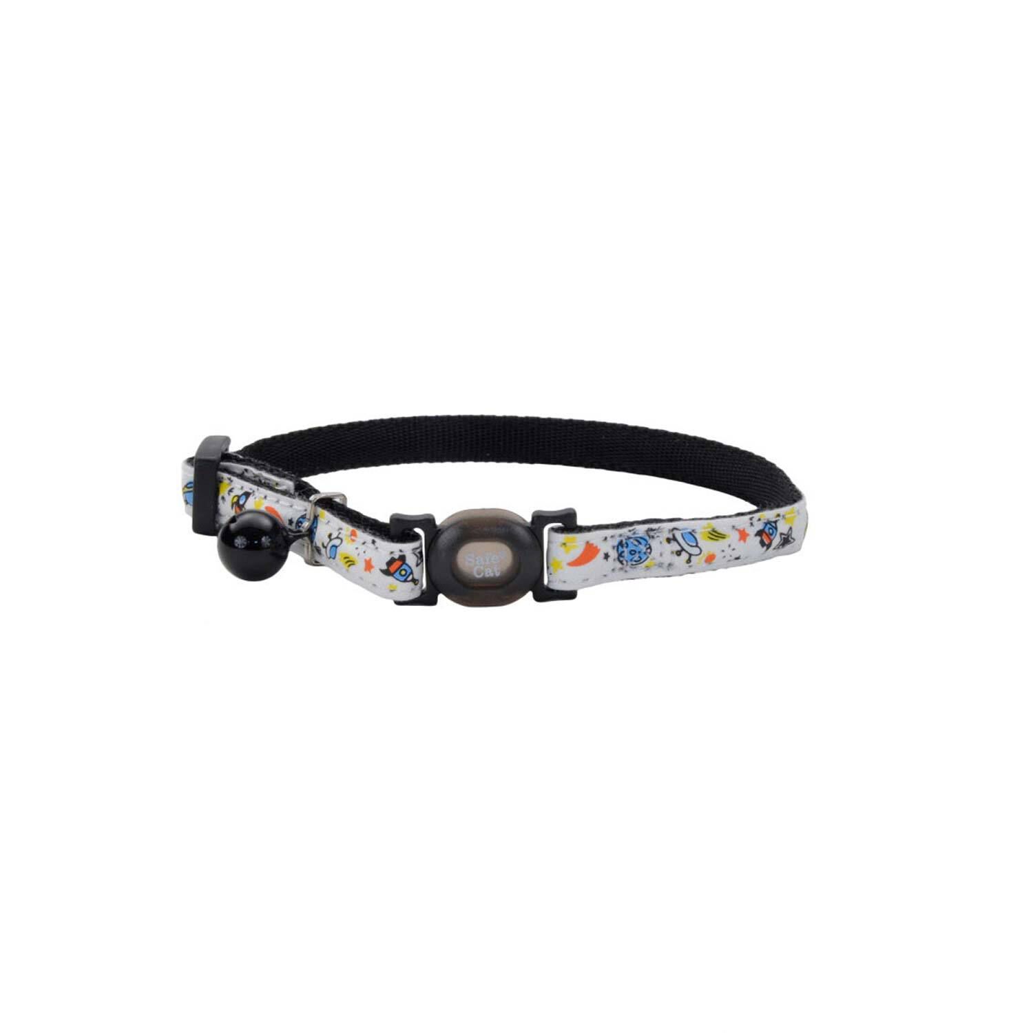 Coastal Pet Products Safe Cat Glow In The Dark Adjustable Breakaway Cat Collar, Glowing Black Galaxy, 3/8"X8"-12"