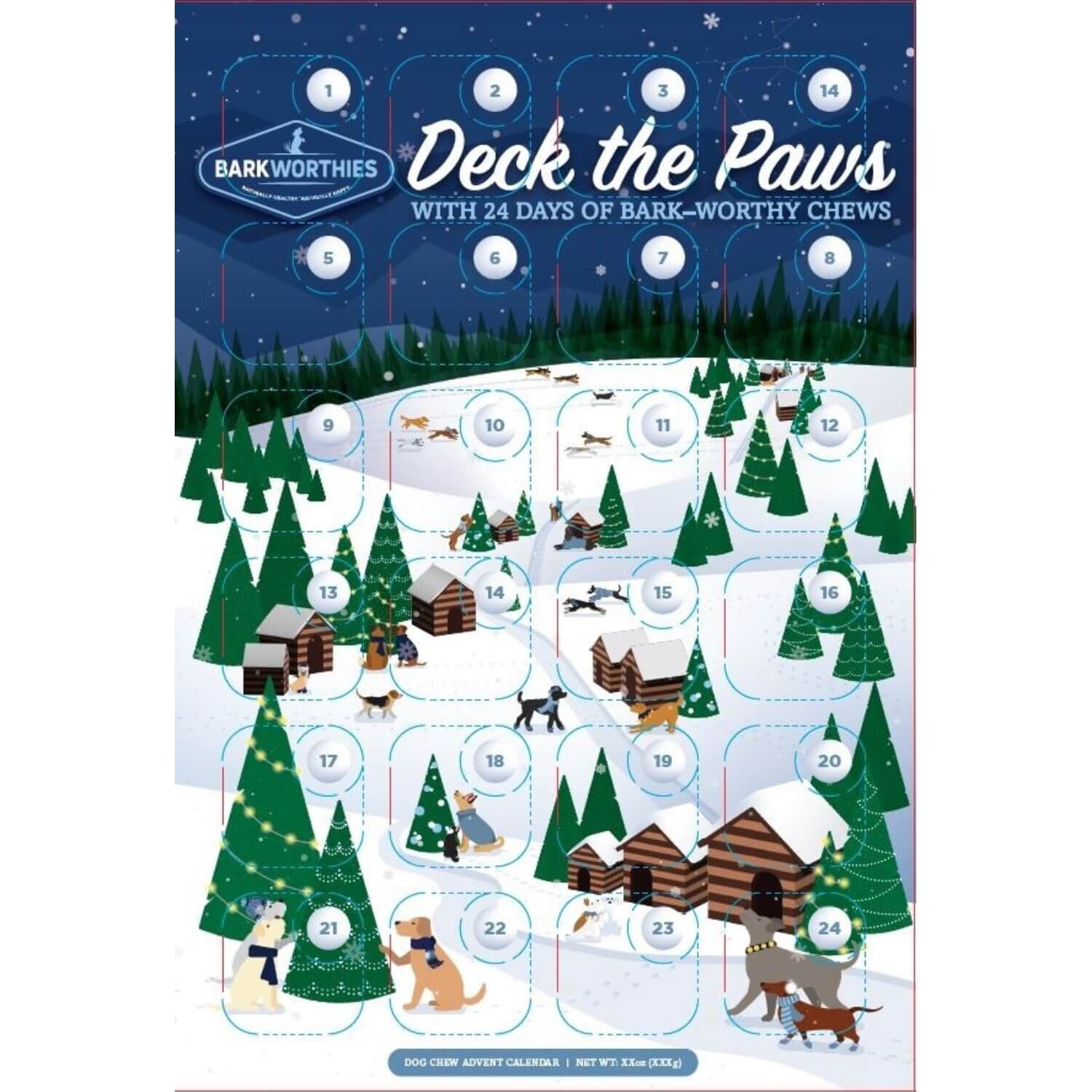Barkworthies Advent Calendar With Dog Chews & Treats 0.29lb Pet