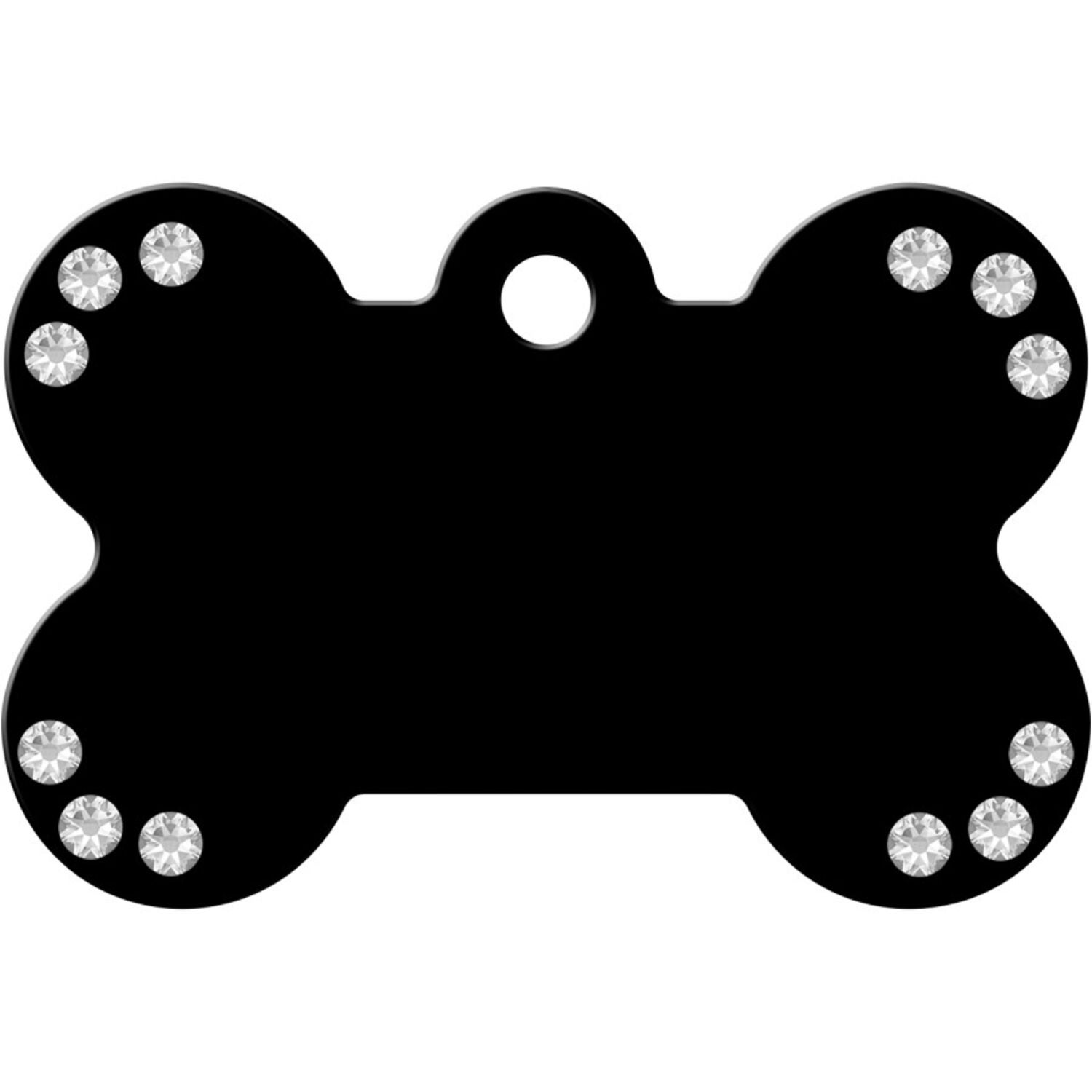 Id-Spot Quick Tag Engravable  Dog Tag, Black-Clear Bone, Large