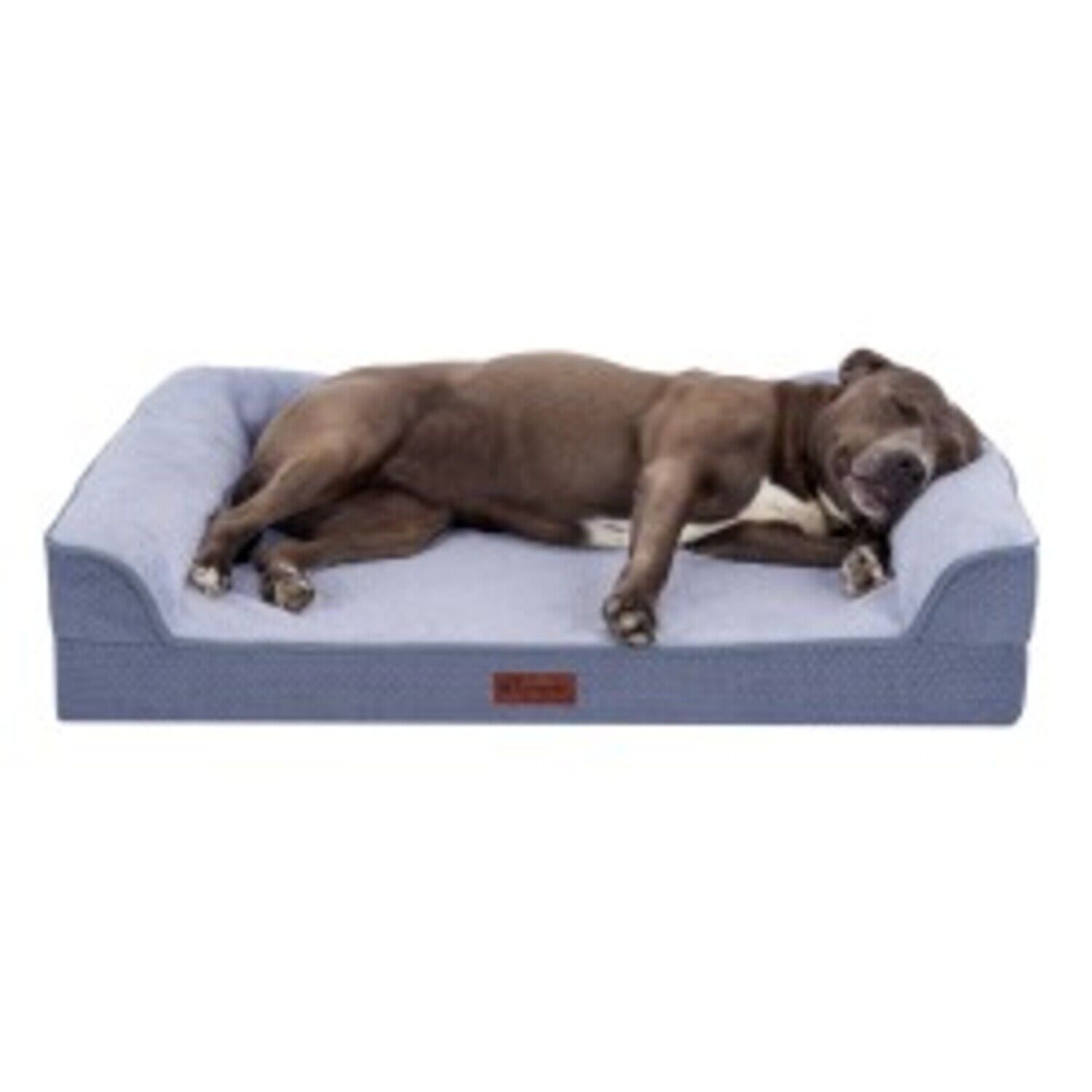 Furhaven Plush & Embossed Velvet Dreamer Sofa Orthopedic Foam Dog Bed, Steel Blue