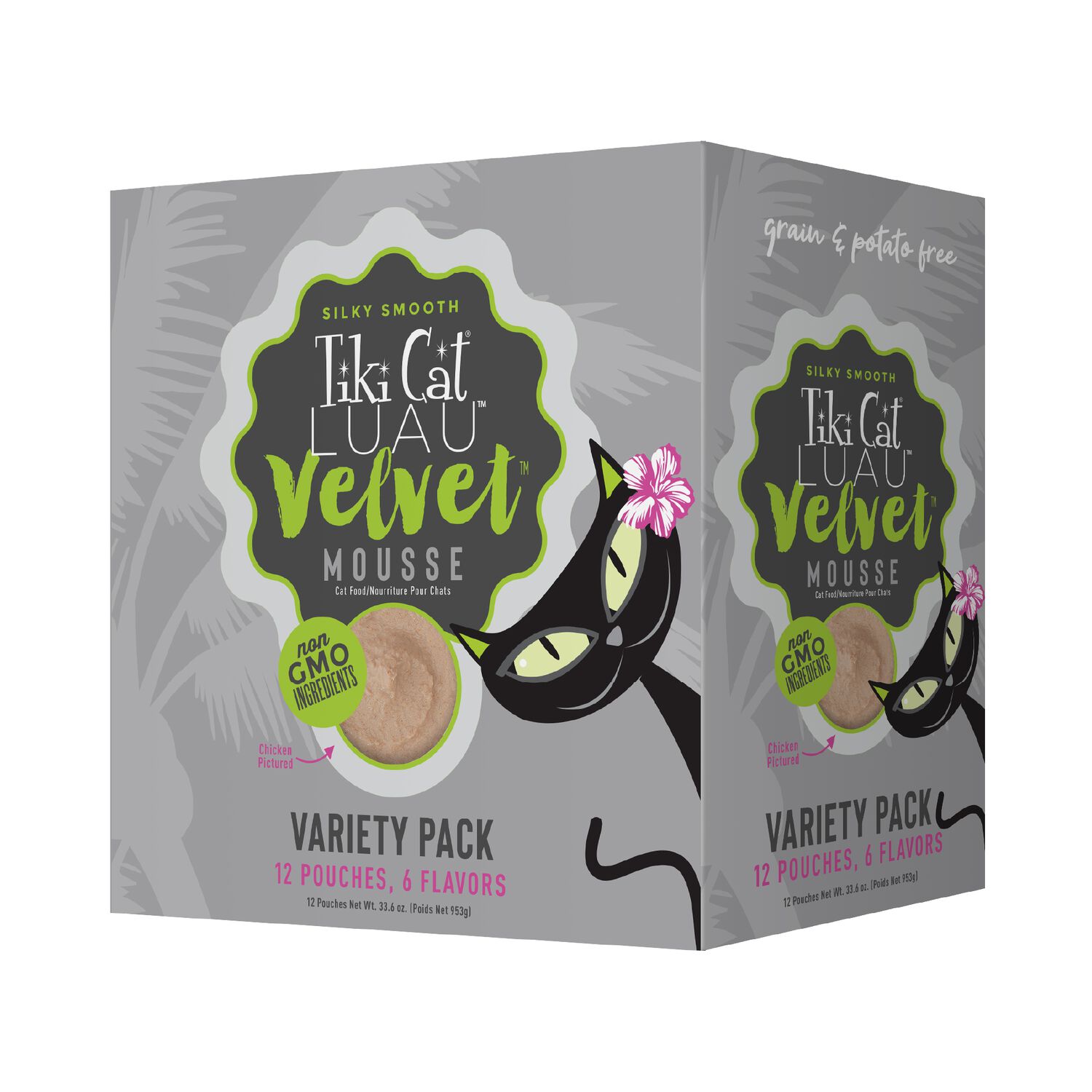 Tiki Cat Luau Velvet Mousse Wet Cat Food, Variety Pack, 2.8-Oz Pouch 12 Count