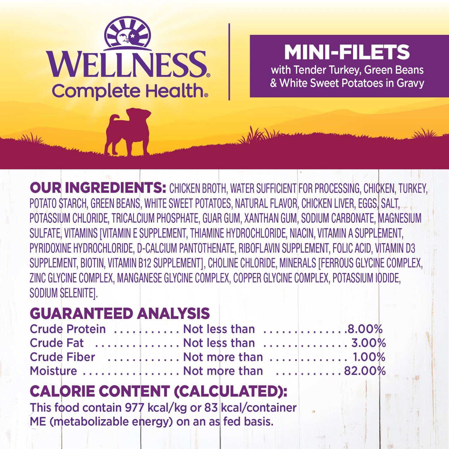 Wellness Petite Entr&eacute;es Mini-Filets Small Breed Wet Dog Food With Tender Turkey, Green Beans & White Sweet Potatoes In Gravy, 3-Ounce Cup