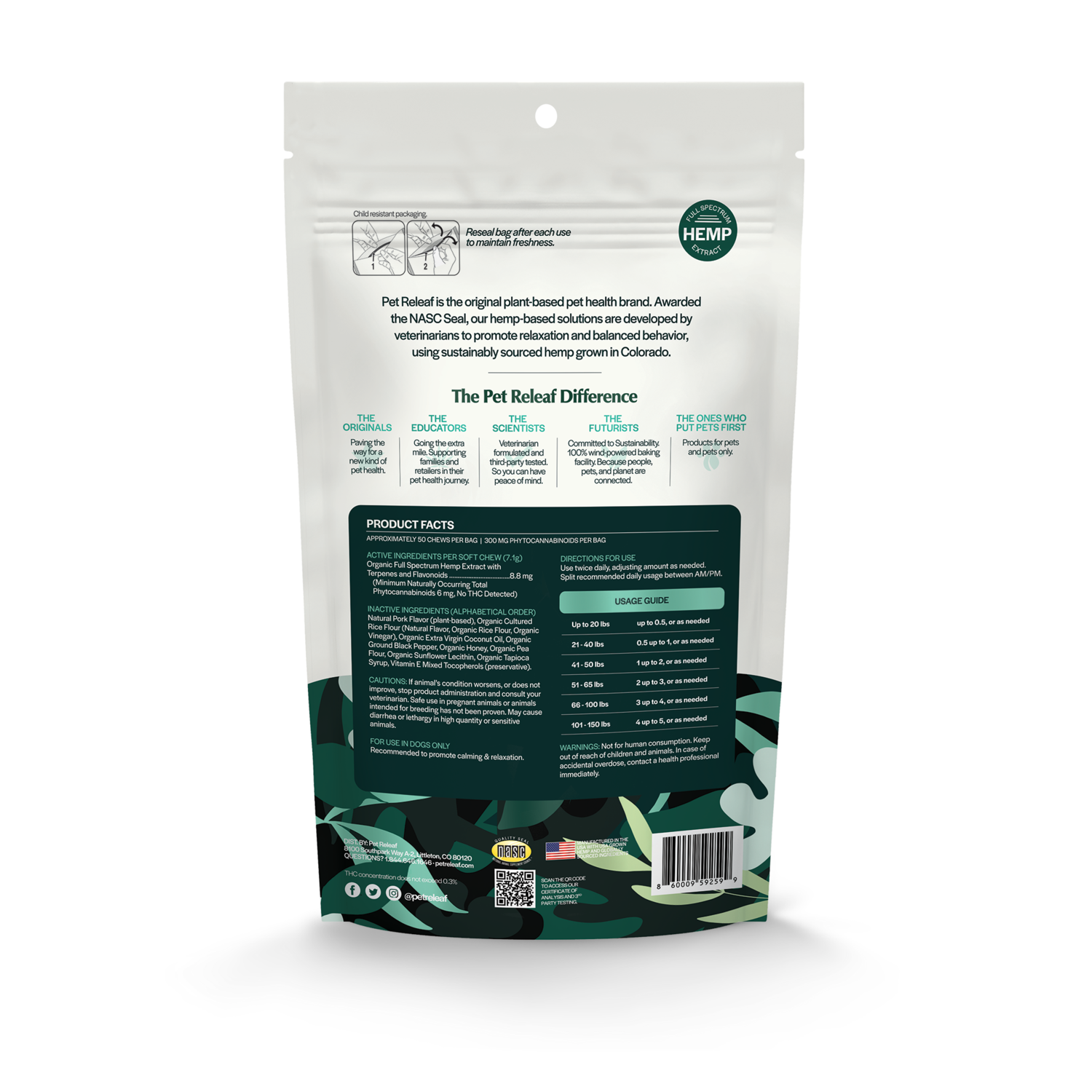 Pet Releaf Stress Releaf Calming Cbd Supplement Dog Chews, 6-Mg/Chew, Bacon Flavor, 50-Pack