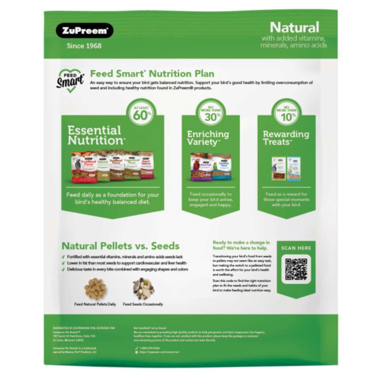 Zupreem Natural With Added Vitamins Bird Food For Parrots & Conures