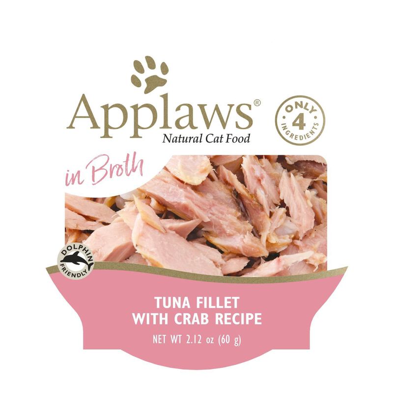 Applaws Natural Limited Ingredient Tuna Fillet With Crab In Broth Wet Cat Food, 2.12oz
