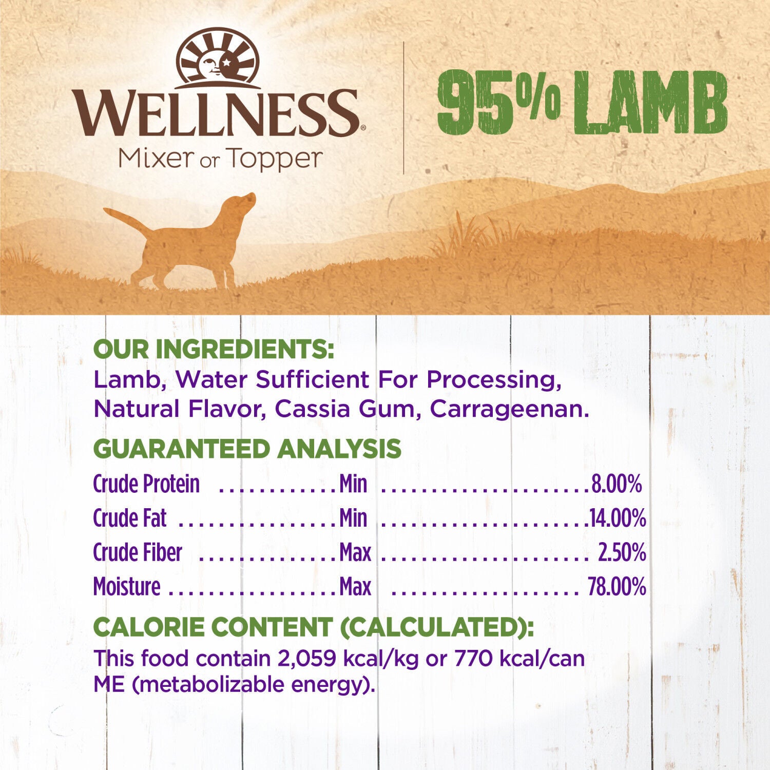 Wellness 95% Lamb Natural Grain Free Wet Dog Food, 13.2-Ounce Can