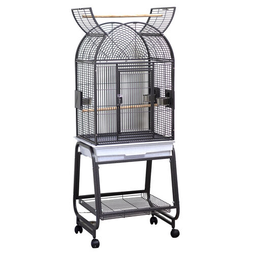 Opening Dome Cage With Stand - Black For Birds