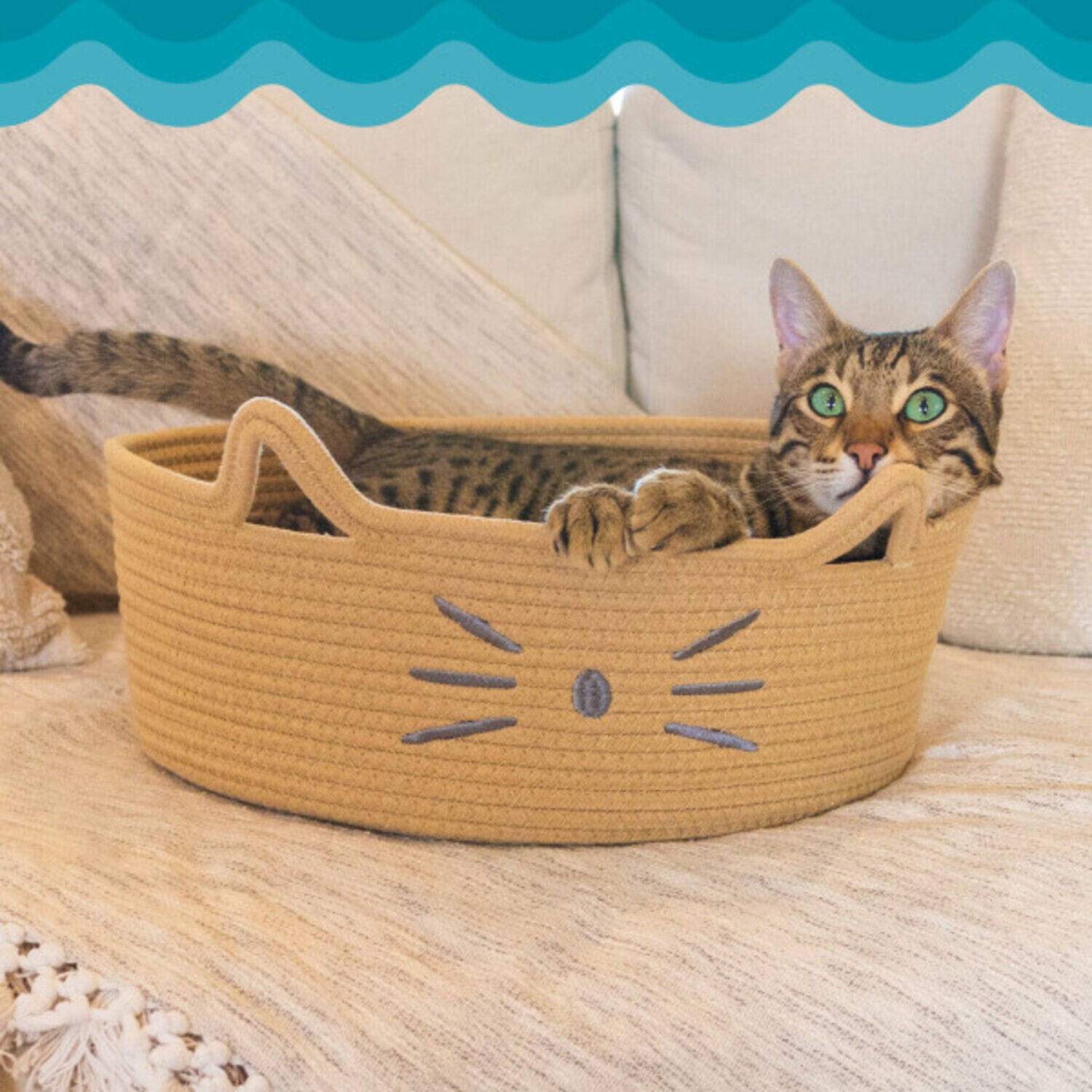 Catstages Bed & Basket Retreat Cat Bed, Tan, 15"