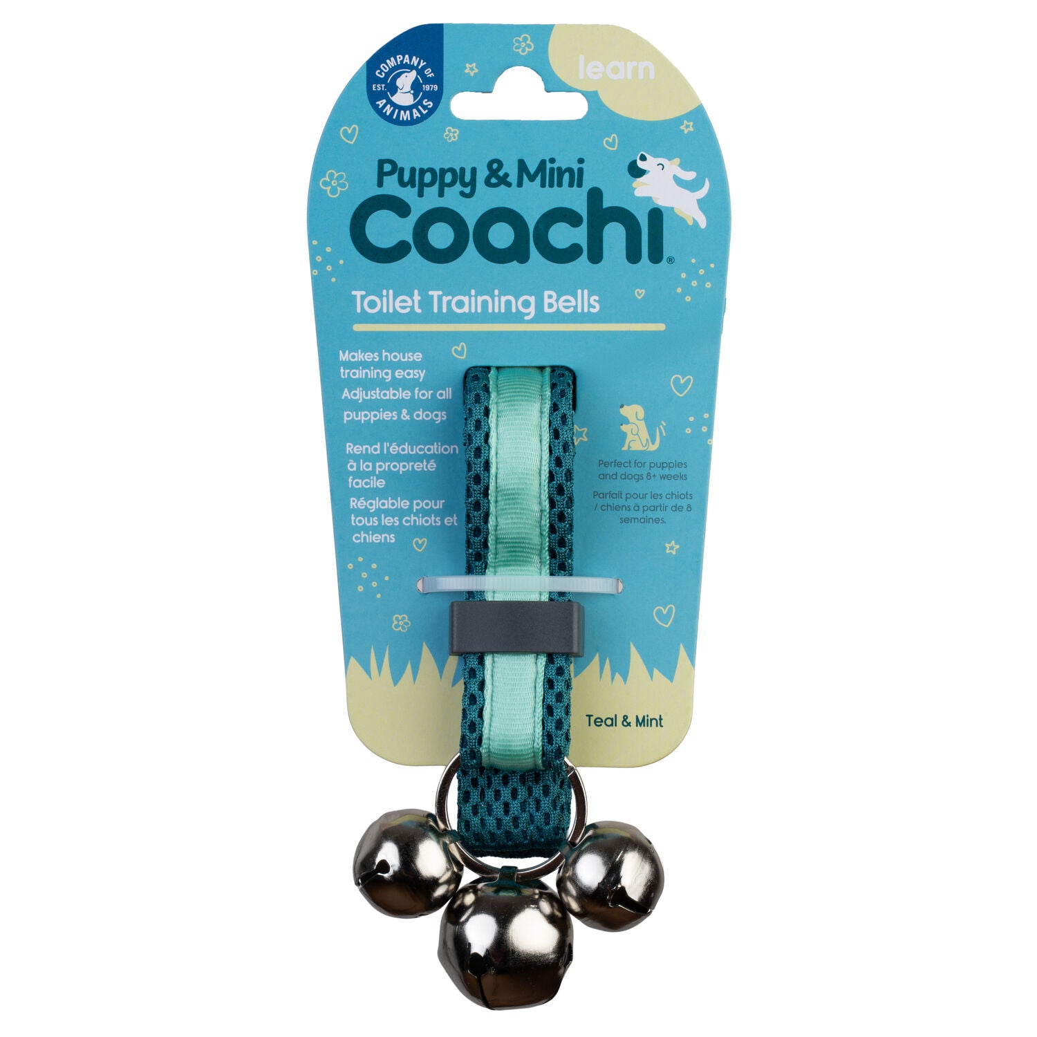 Coachi Puppy & Mini Dog Training Bells, Teal And Mint