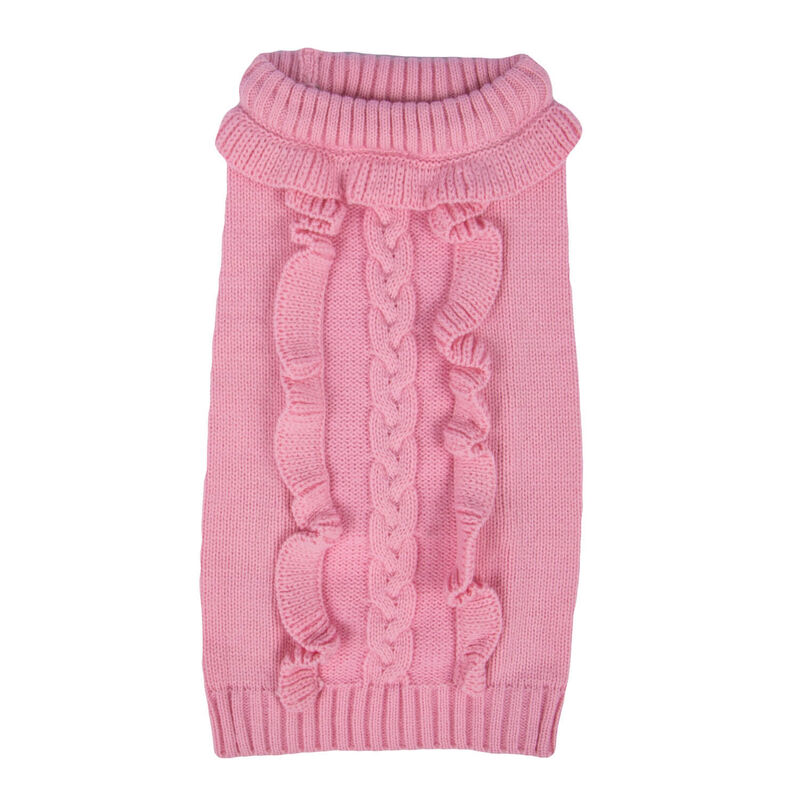 Pink Cable Knit Ruffle Sweater image number 2