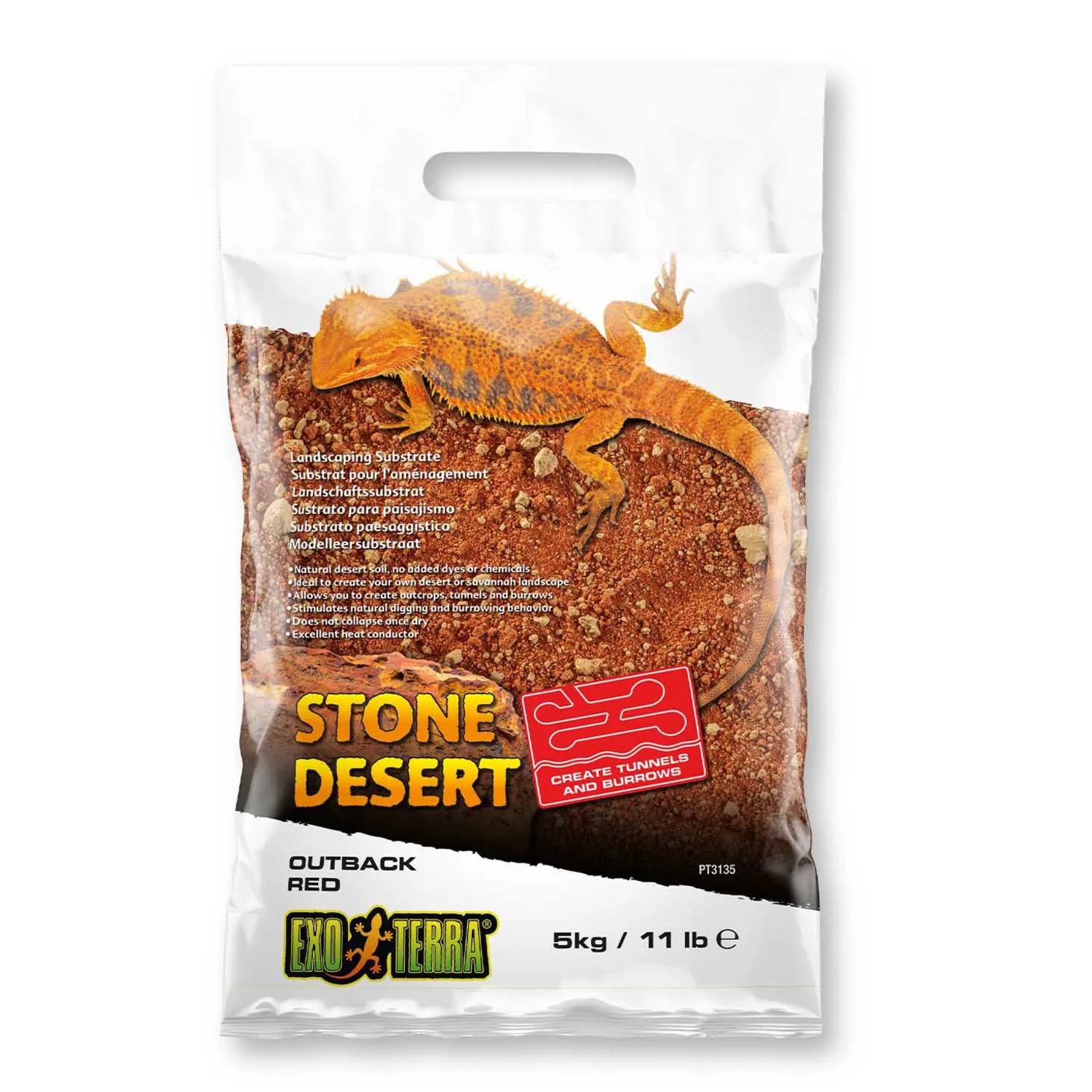 Exo Terra Stone Desert Substrate For Reptiles, Outback Red, 11-Lb Bag