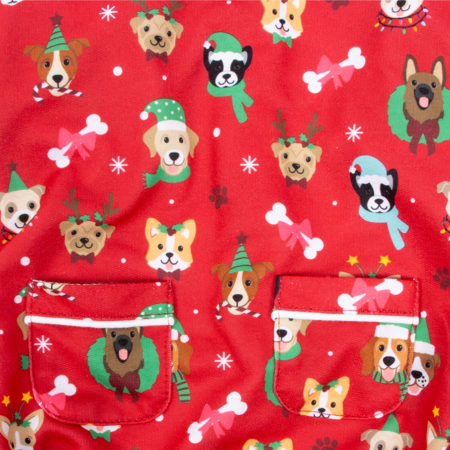 Aristopet Red Holiday Dog Face Print Collared Dog Pajamas, Extra Large