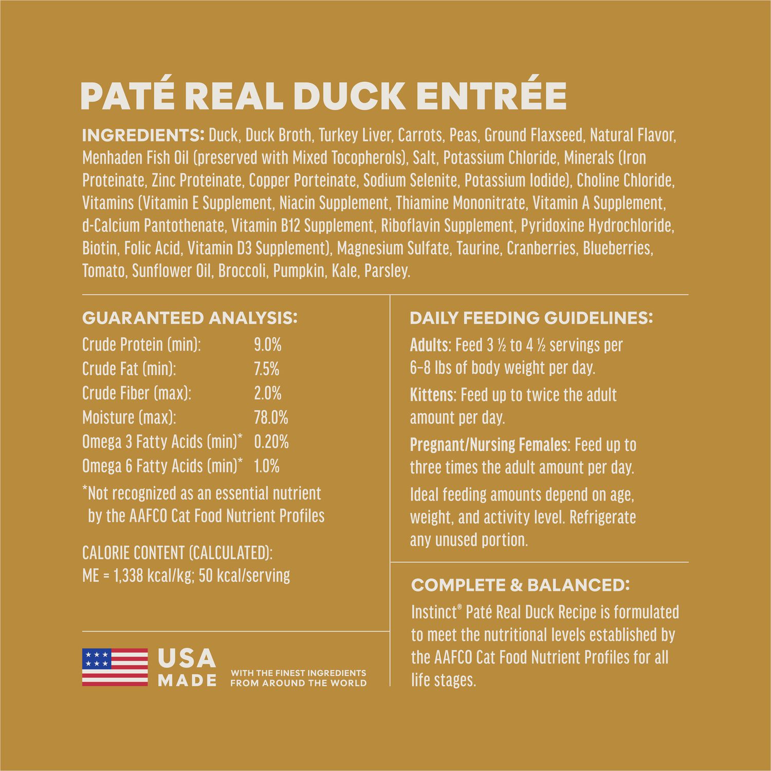 Instinct Pate Grain-Free Wet Cat Food, Duck Entr&eacute;e,&nbsp;2.64-Oz Split Cup