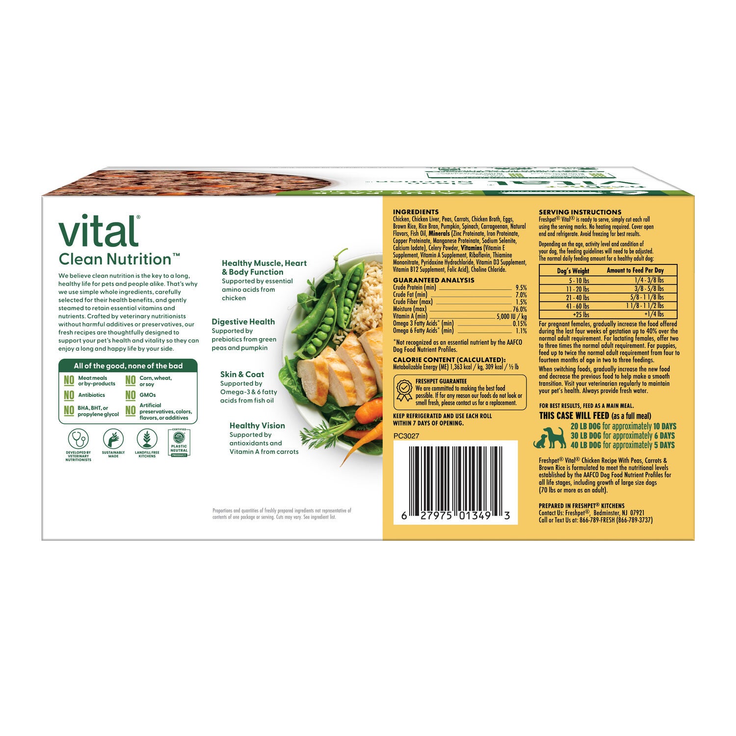 Freshpet Vital Clean Nutrition Fresh Dog Food, Chicken Recipe,  6-Lb Roll