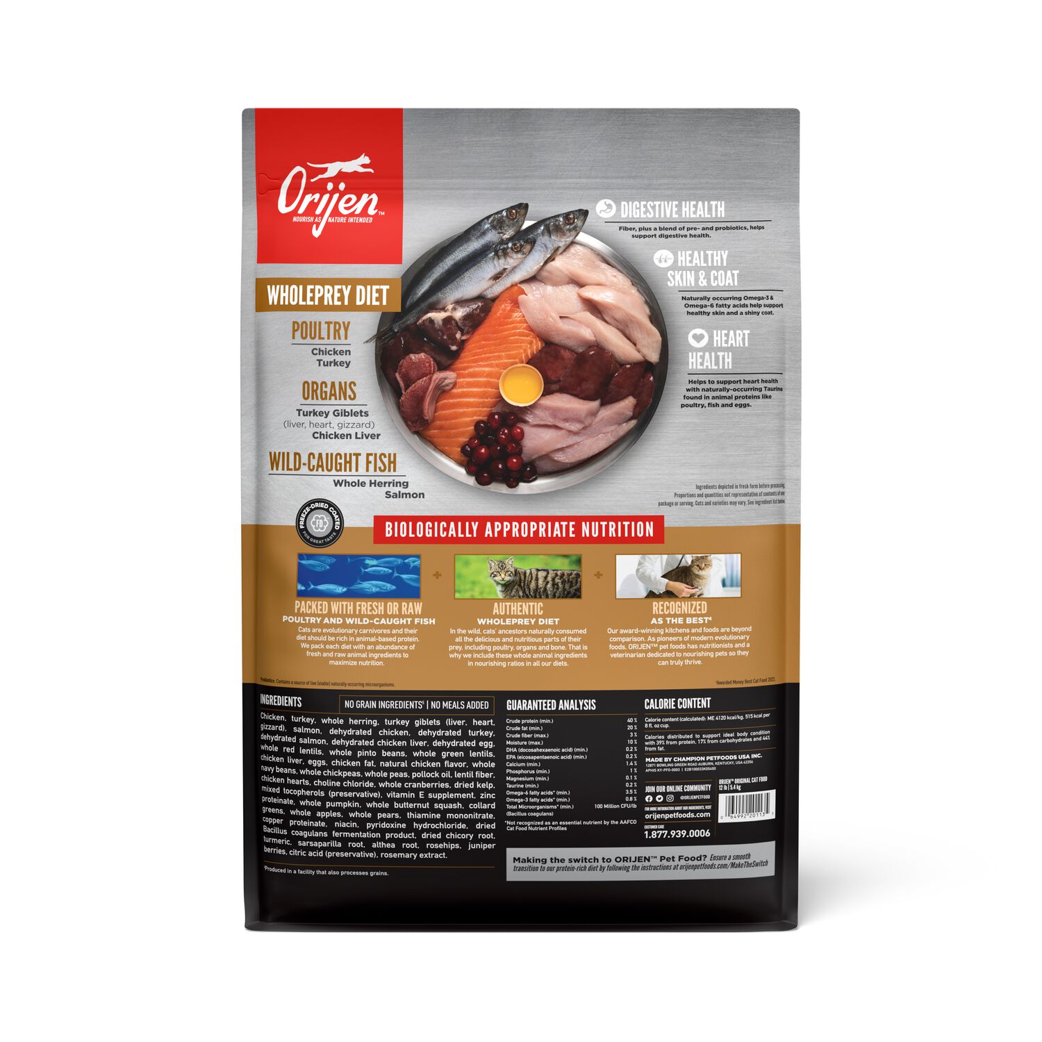 Orijen Original Cat Grain-Free High-Protein Dry Cat Food, 12-Lb Bag