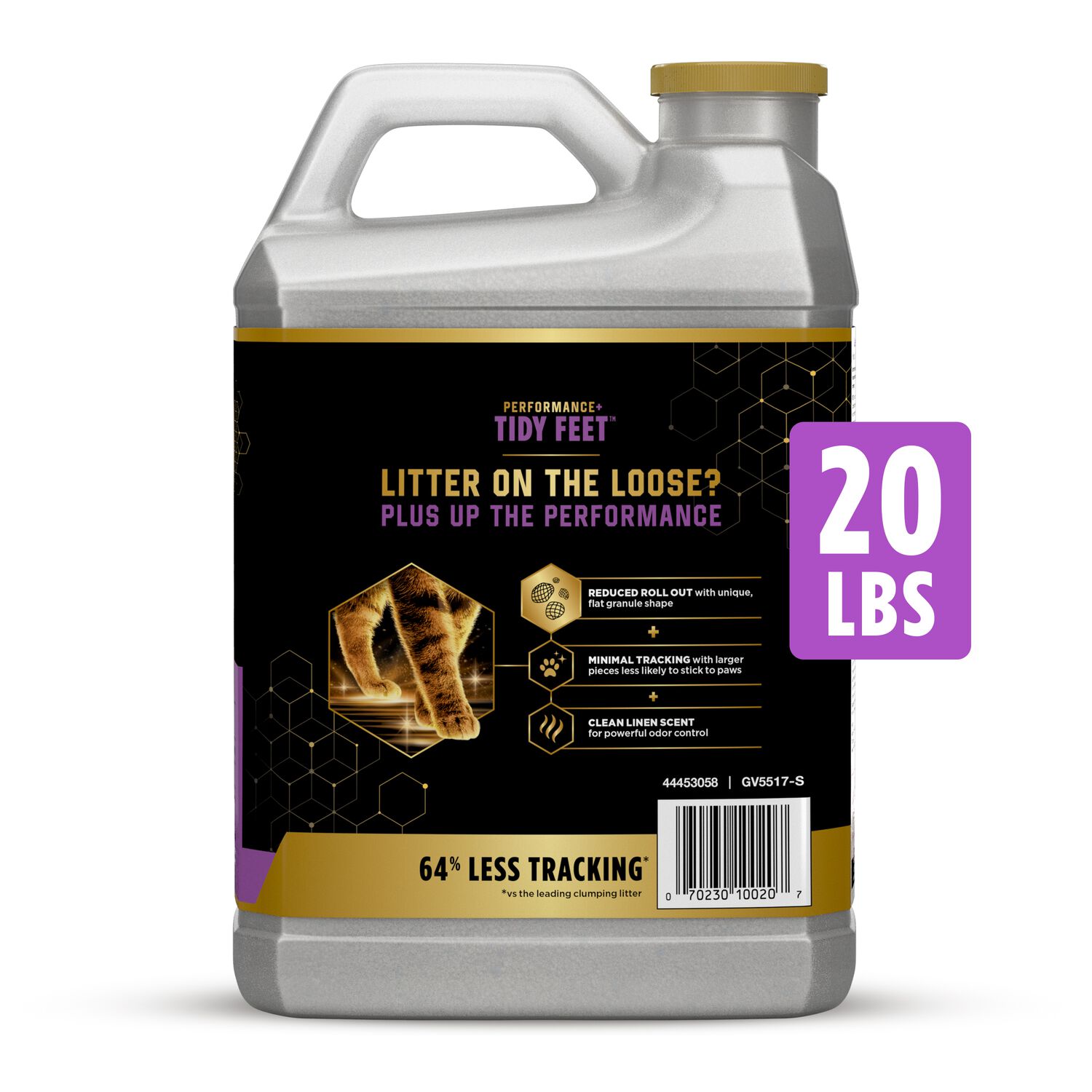 Tidy Cats Performance Plus Tidy Feet Low Tracking Scented Clumping Multi-Cat Litter, Clean Linen Scent, 20-Lb Jug
