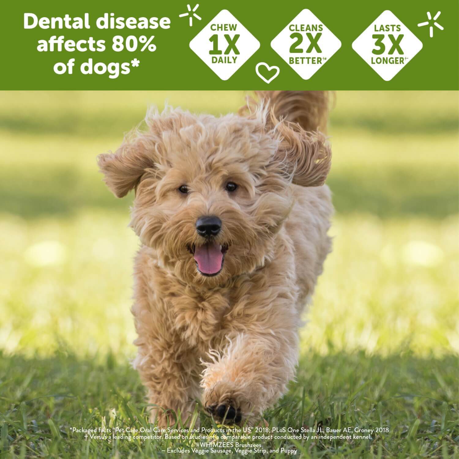 Whimzees Puppy Natural Grain Free Dental Chews For Dogs, Extra Small/Small Breed, 30 Count