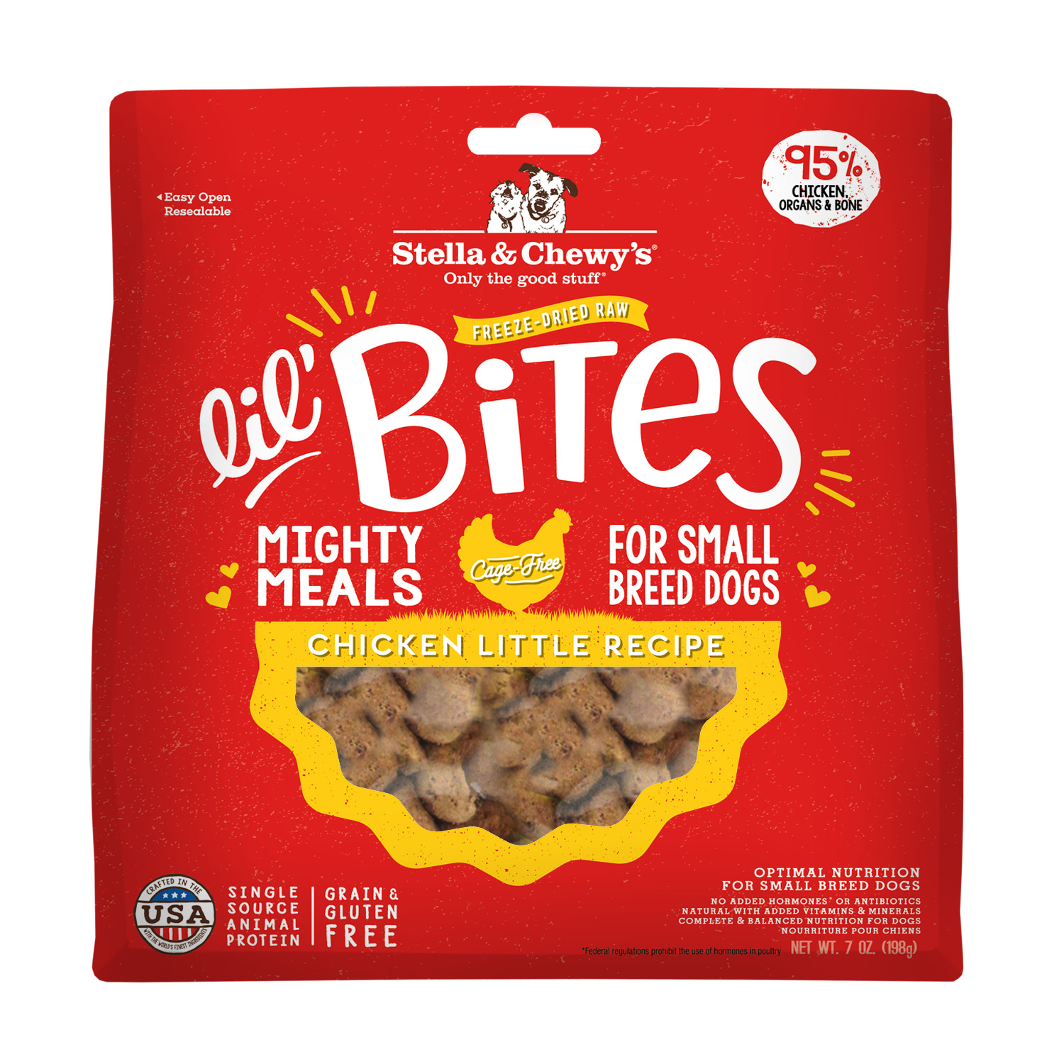 Stella & Chewy's Lil' Bites Freeze-Dried Raw Dog Food For Small Breed Dogs, Chicken Little Recipe, 7-Oz Bag