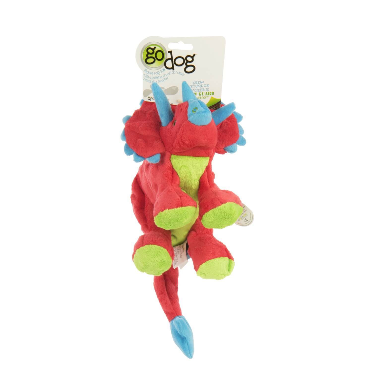 Godog Dinos Frills Squeaky Plush Dog Toy