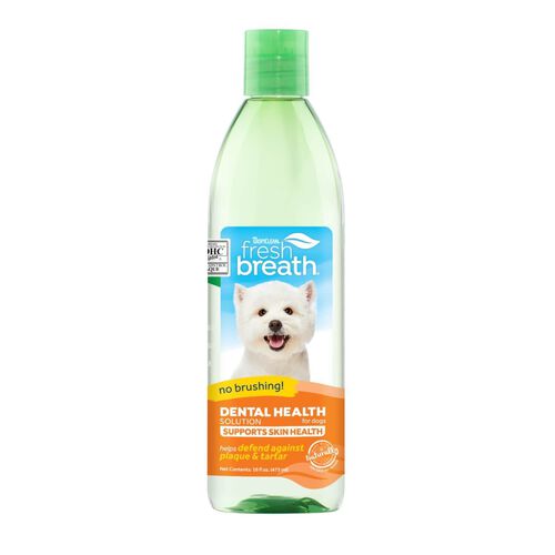 Tropiclean Fresh Breath Oral Care Water Additive Plus Skin & Coat Support For Dogs