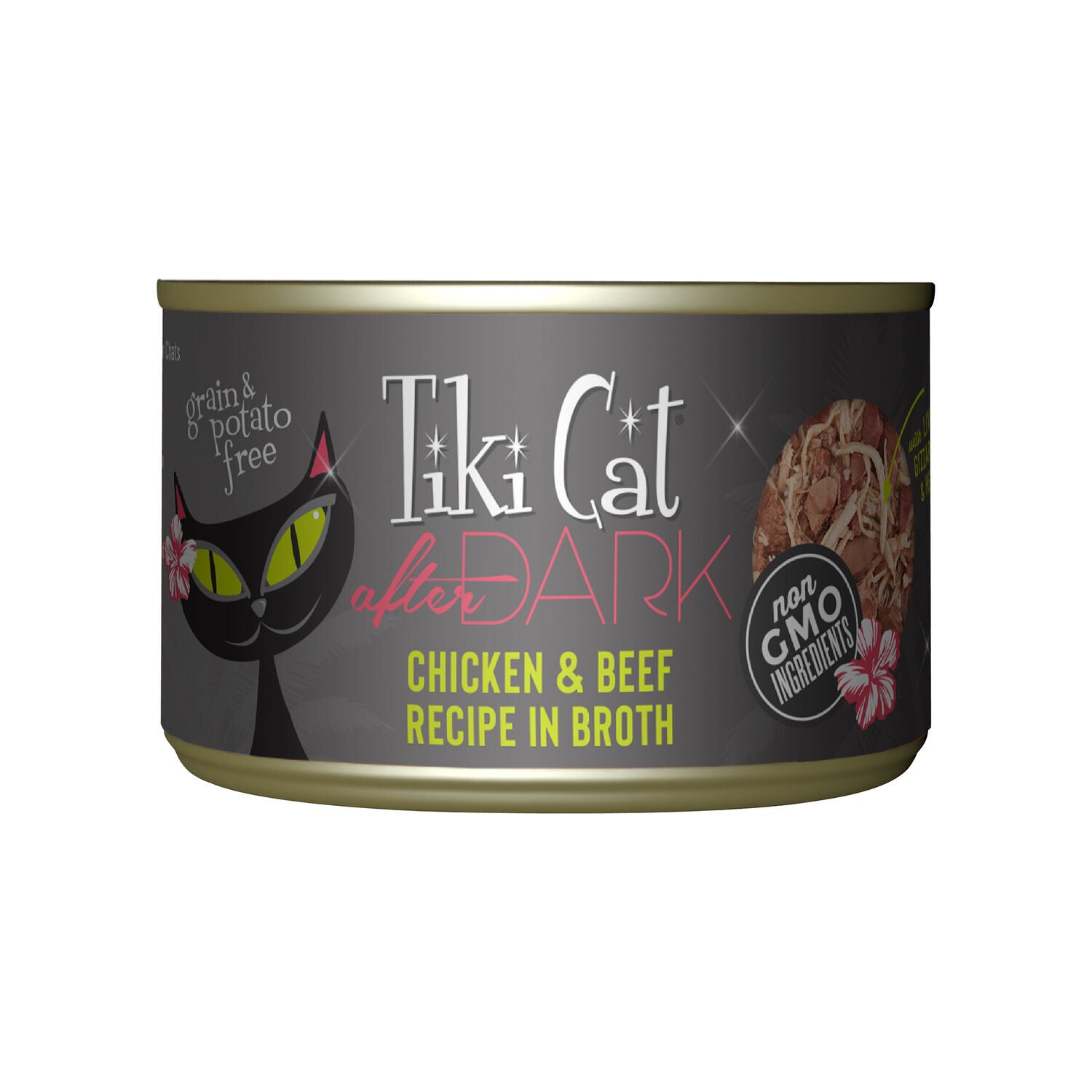 Tiki Cat After Dark Whole Foods Wet Cat Food, Chicken & Beef, 5.5-Oz Can