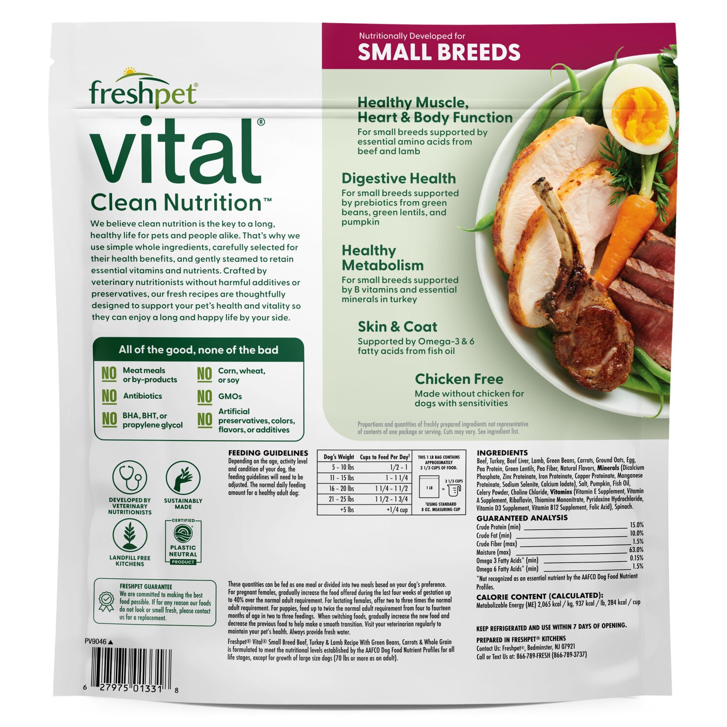 Freshpet Vital Clean Nutrition Fresh Small Breed Dog Food - Beef, Turkey & Lamb Recipe, 1-Lb Bag
