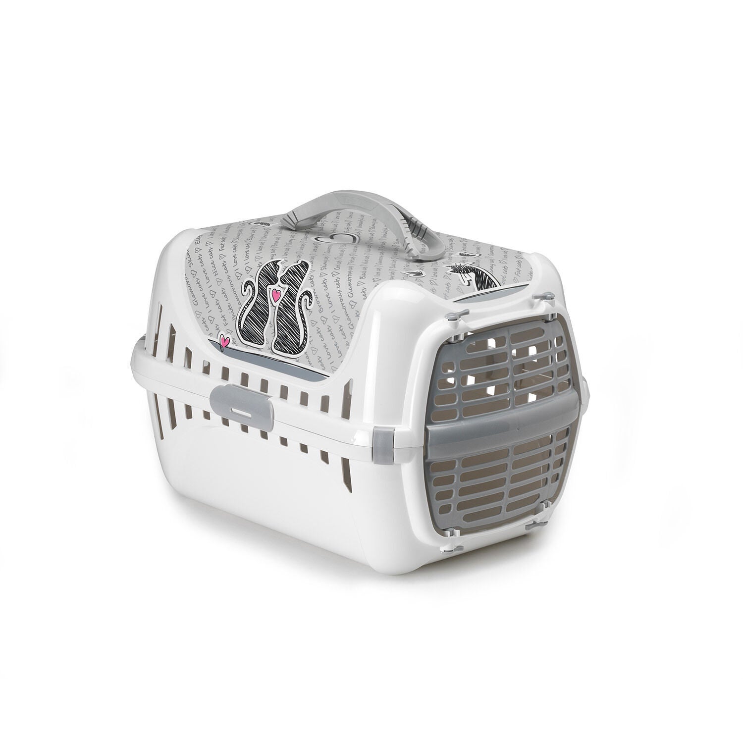 Moderna Cats In Love Plastic Cat Carrier, 19.5"