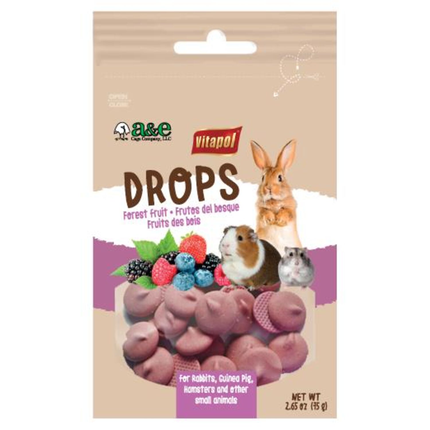 A & E Cage Vitapol Yogurt Drops With Forest Fruits Small Animal Treats, 2.65-Oz