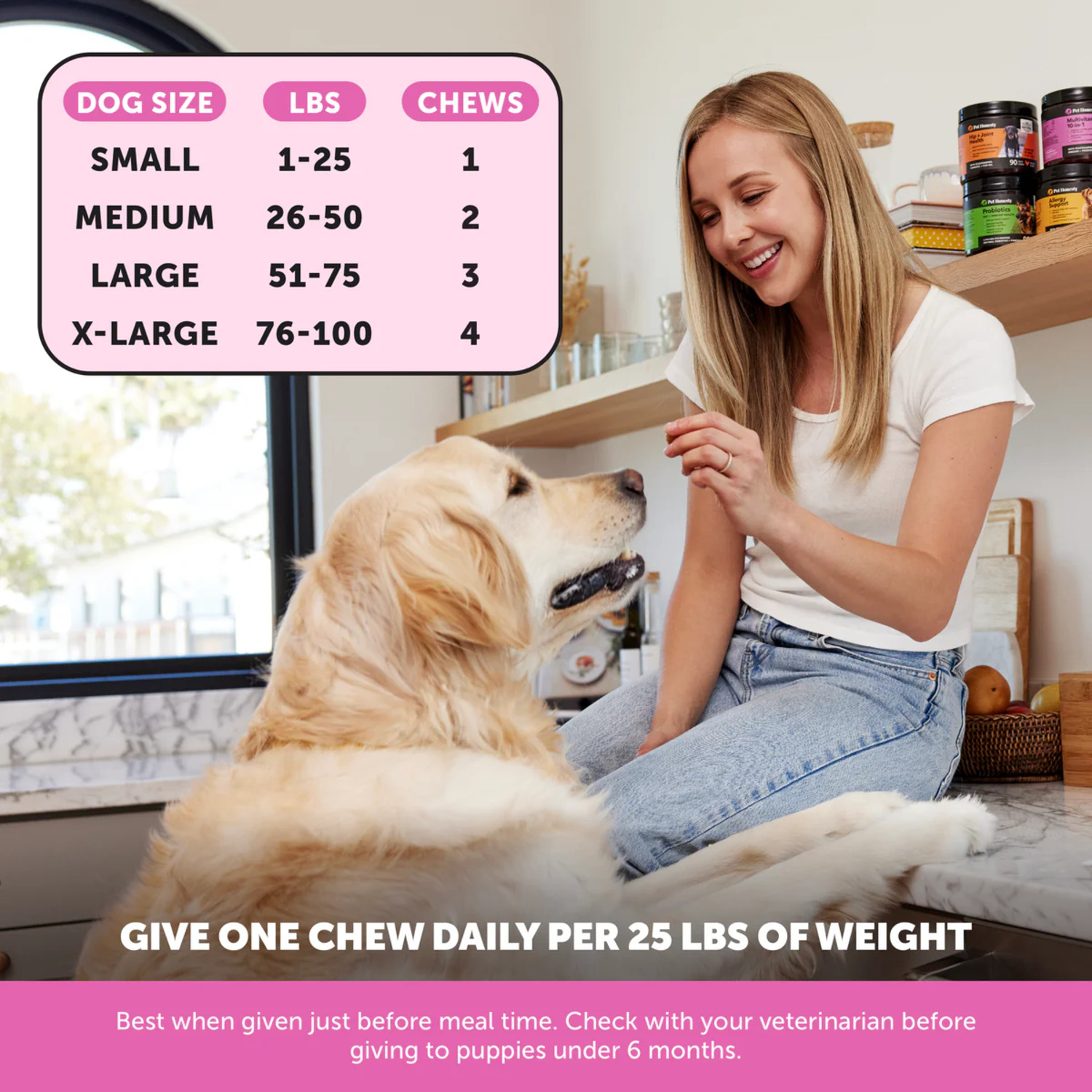 Pet Honesty Multivitamin 10-In-1 Dog Supplement Chews, Chicken Flavor, 90-Count