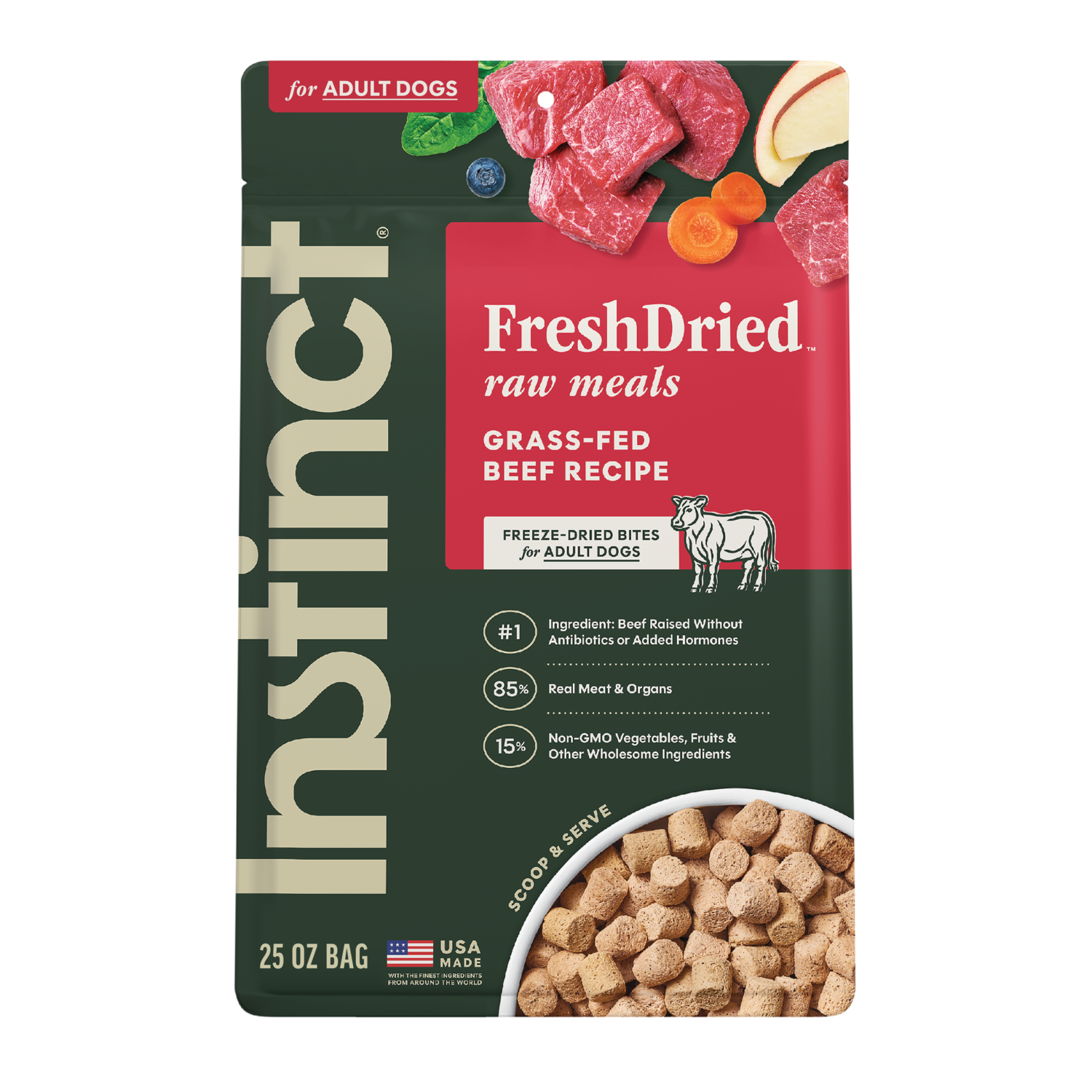 Instinct Raw Meals Beef Freeze-Dried Dog Food, 25-Oz