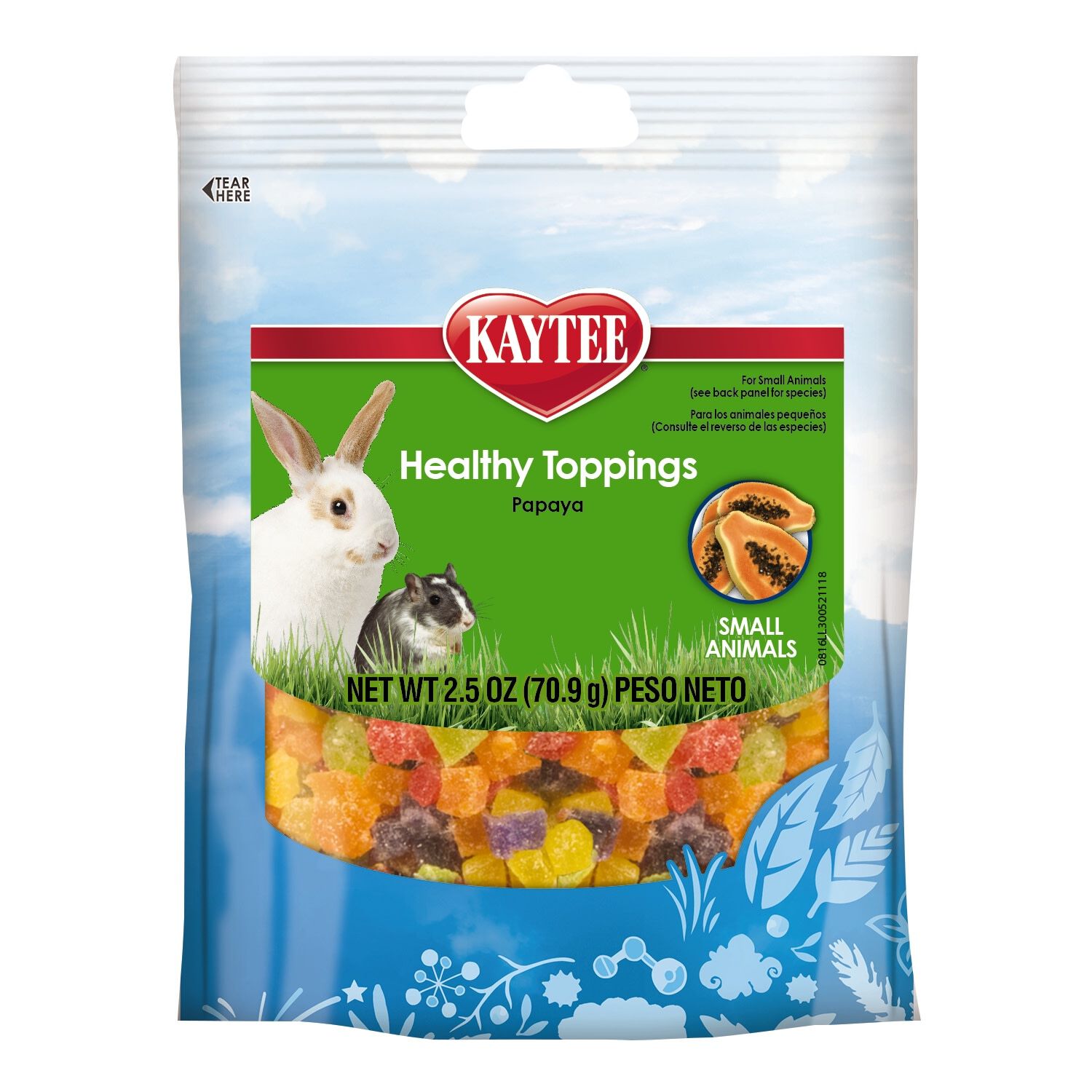 Kaytee Healthy Toppings Dried Papaya Small Animal Treats, 2.5-Oz