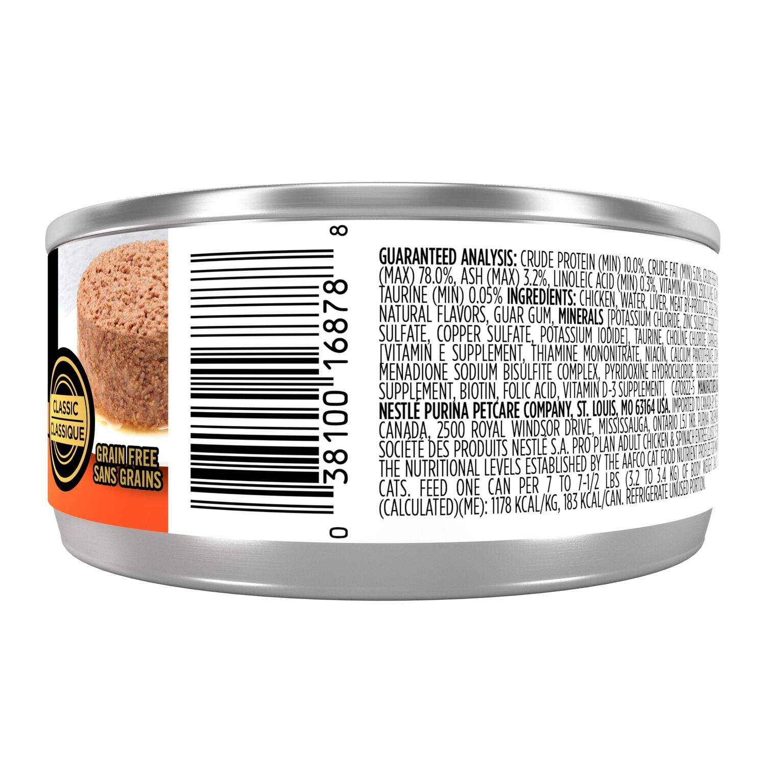 Purina Pro Plan Complete Essentials Chicken And Spinach Entree Classic Pate Wet Cat Food, 3-Oz Pack Of 24