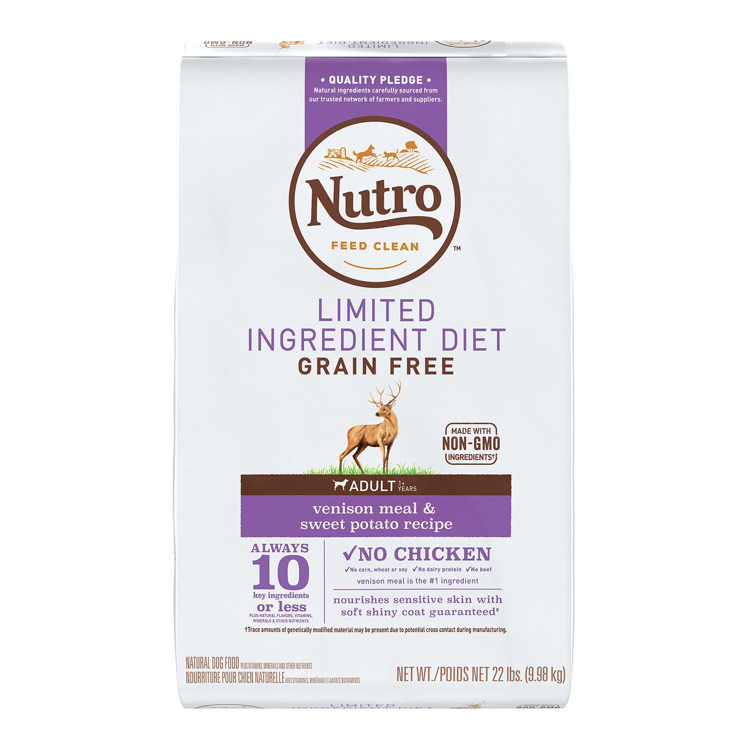 Nutro Limited Ingredient Diet Grain Free Adult Venison Sweet Potato Dry Dog Food 22 lb Bag